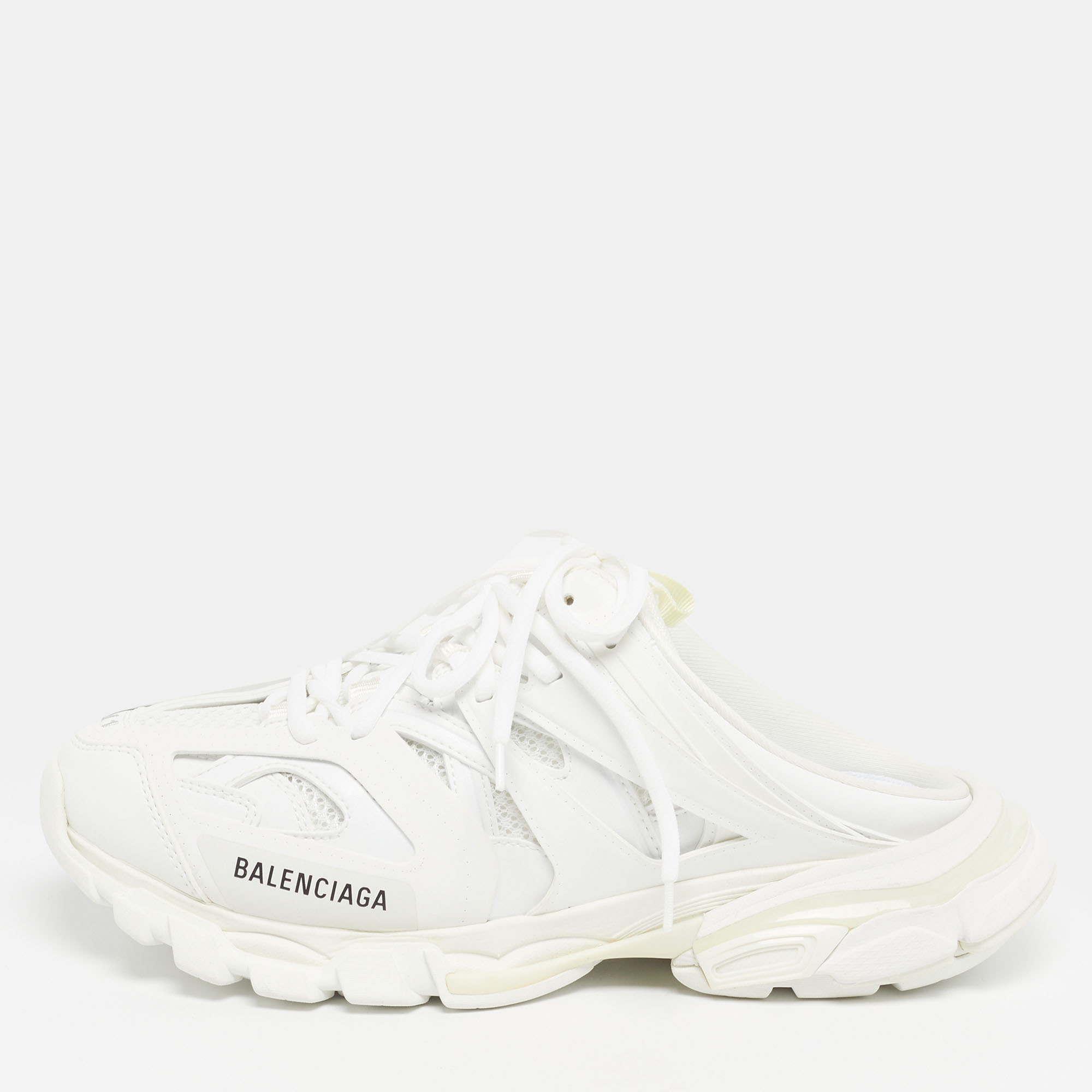 

Balenciaga Track Size  White Faux Leather and Mesh Mule Sneakers