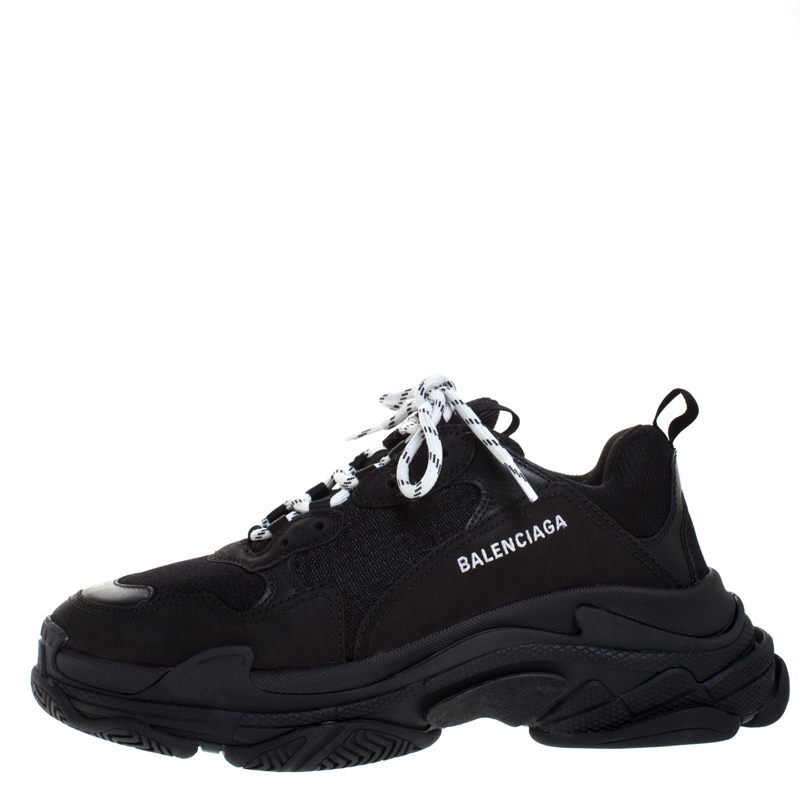 Balenciaga Black Mesh,Leather and Suede 