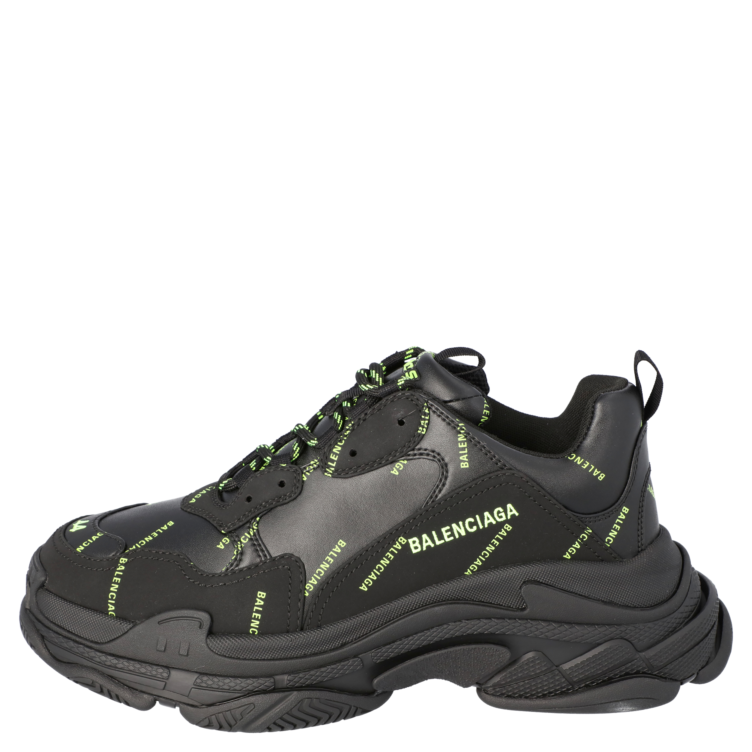 

Balenciaga Black/Neon Green Triple S Sneakers Size EU