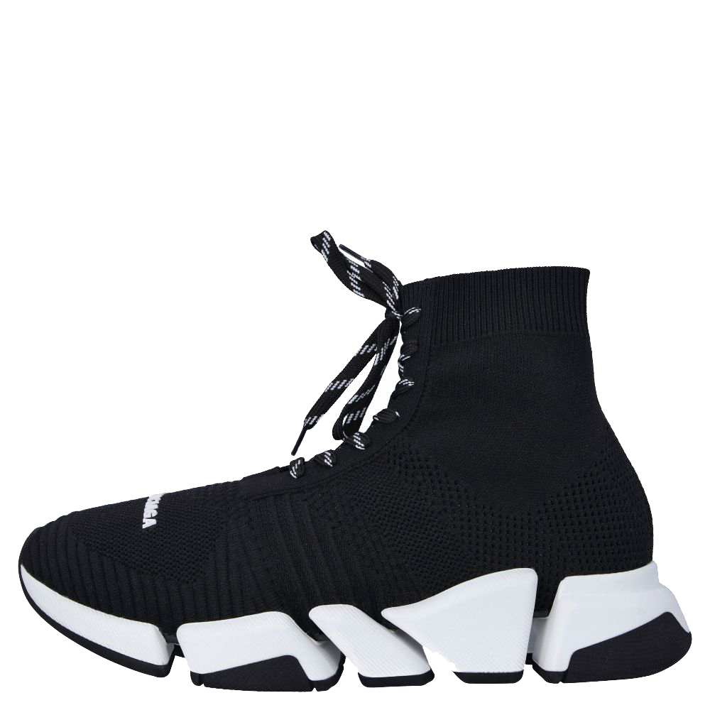 

Balenciaga Black Knit Fabric Speed Trainer Lace Up Sneakers Size