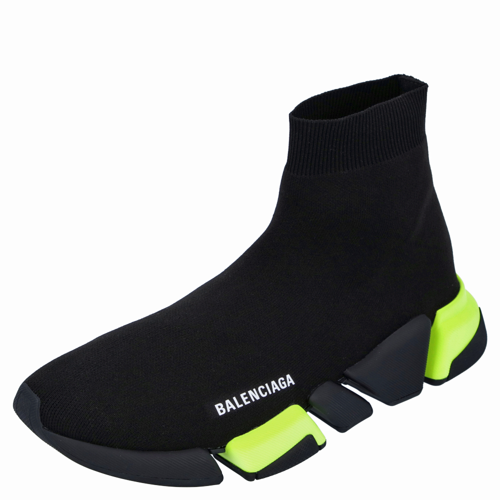 Pre-owned Balenciaga Black/neon Speed Trainers Sneakers Size Eu 40