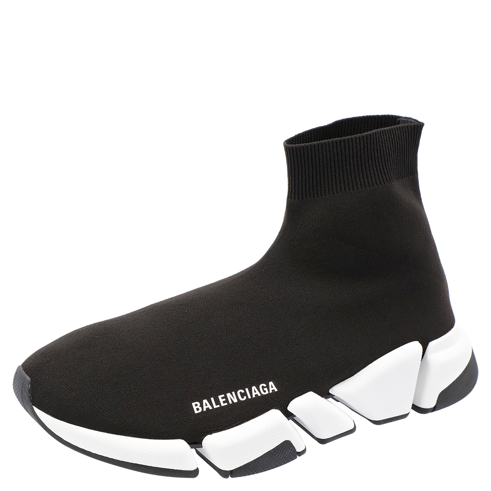Pre-owned Balenciaga Black/white Speed.2 Sneakers Size 42