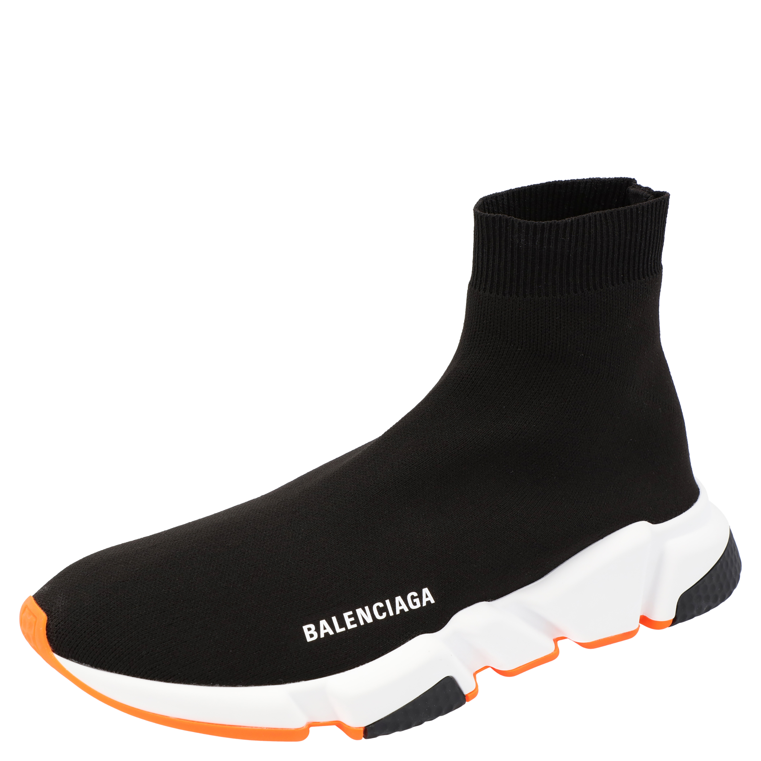 Pre-owned Balenciaga Black/white/orange Speed Trainers Size 40