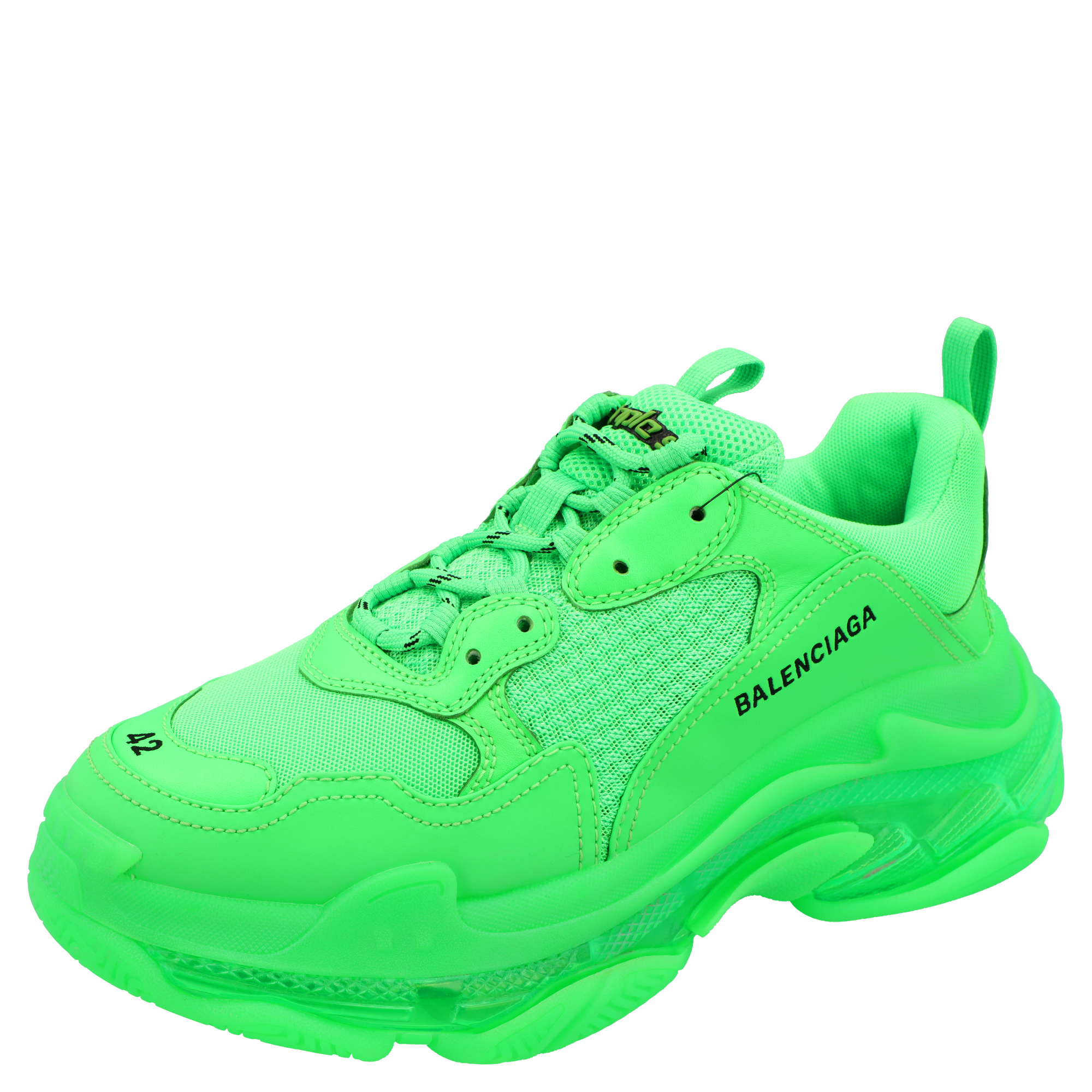 Pre-owned Balenciaga Green Triple S Clear Sole Sneakers Size Eu 42