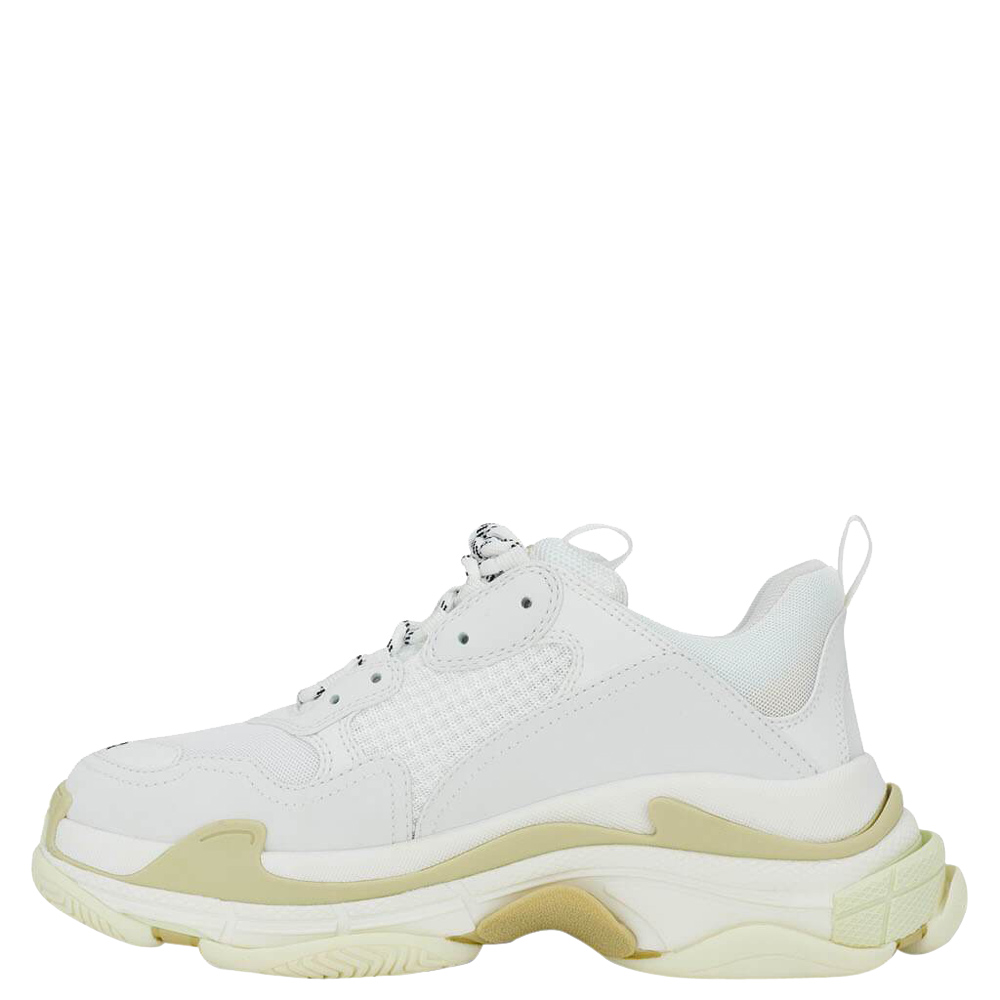 Pre-owned Balenciaga White Leather/mesh Triple S Clear Sole Sneakers Size Eu 41