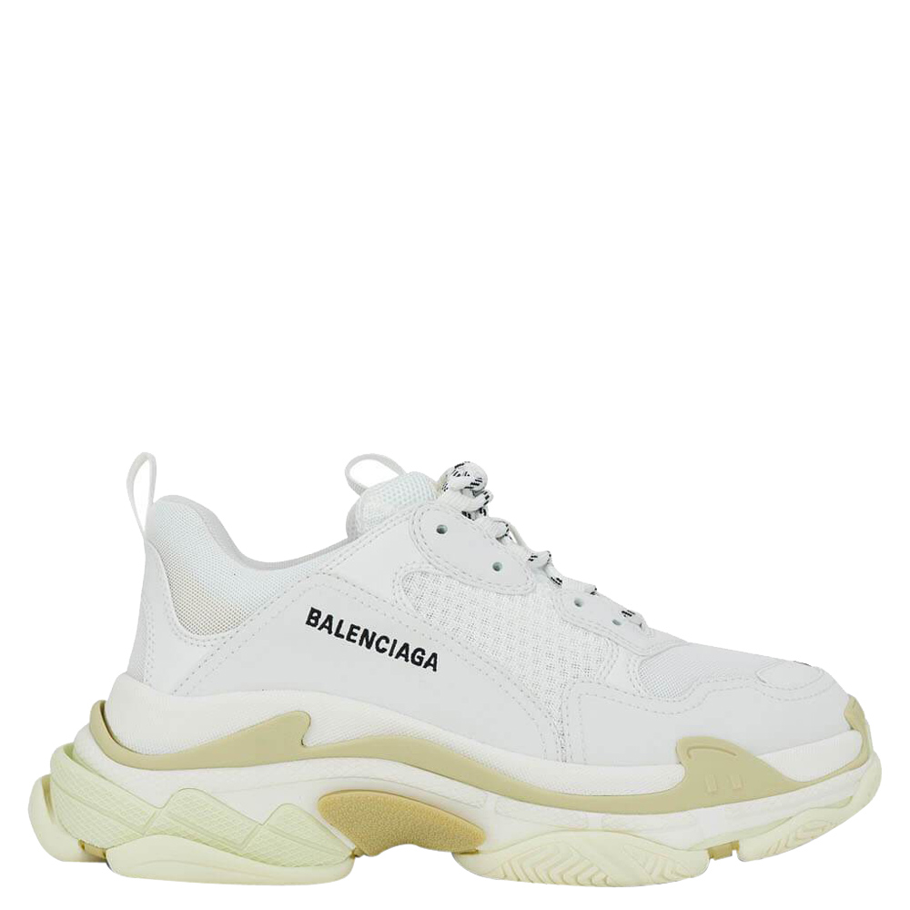 

Balenciaga White Leather/Mesh Triple S Clear Sole Sneakers Size EU