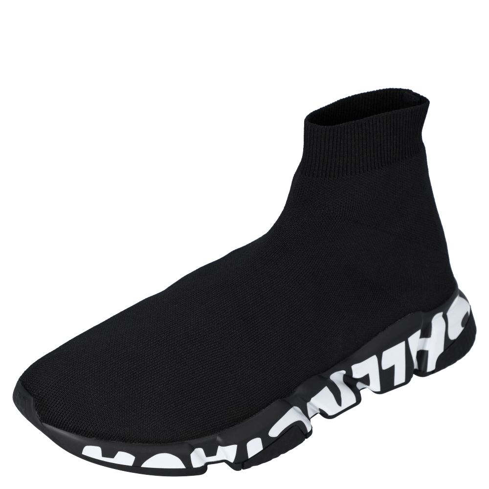Pre-owned Balenciaga Black Knit Speed Graffiti Sneakers Size Eu 43 |  ModeSens