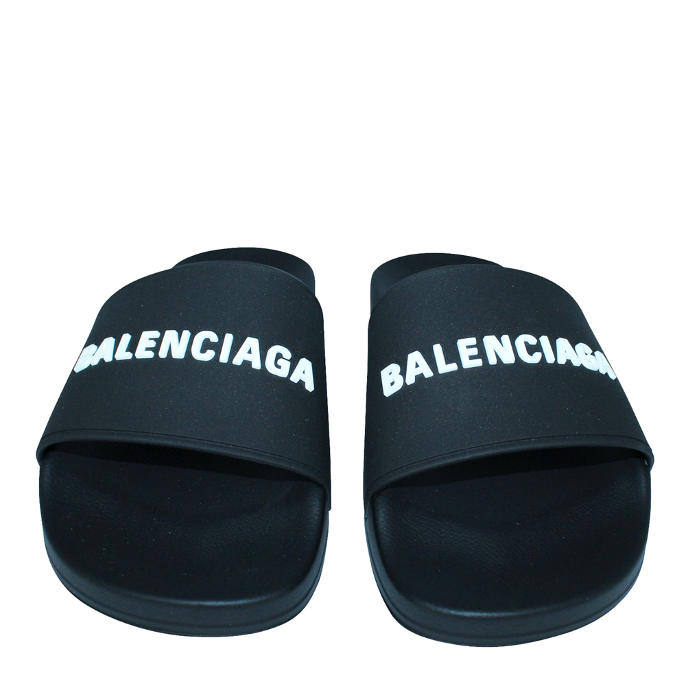 

Balenciaga Black Rubber Pool Slide Sandals Size US 8 EU