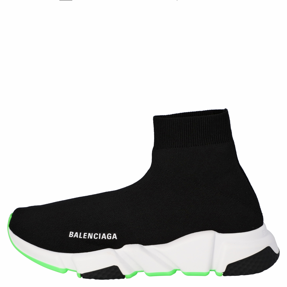 

Balenciaga Black/White/Green Knit Speed Sneakers Size EU