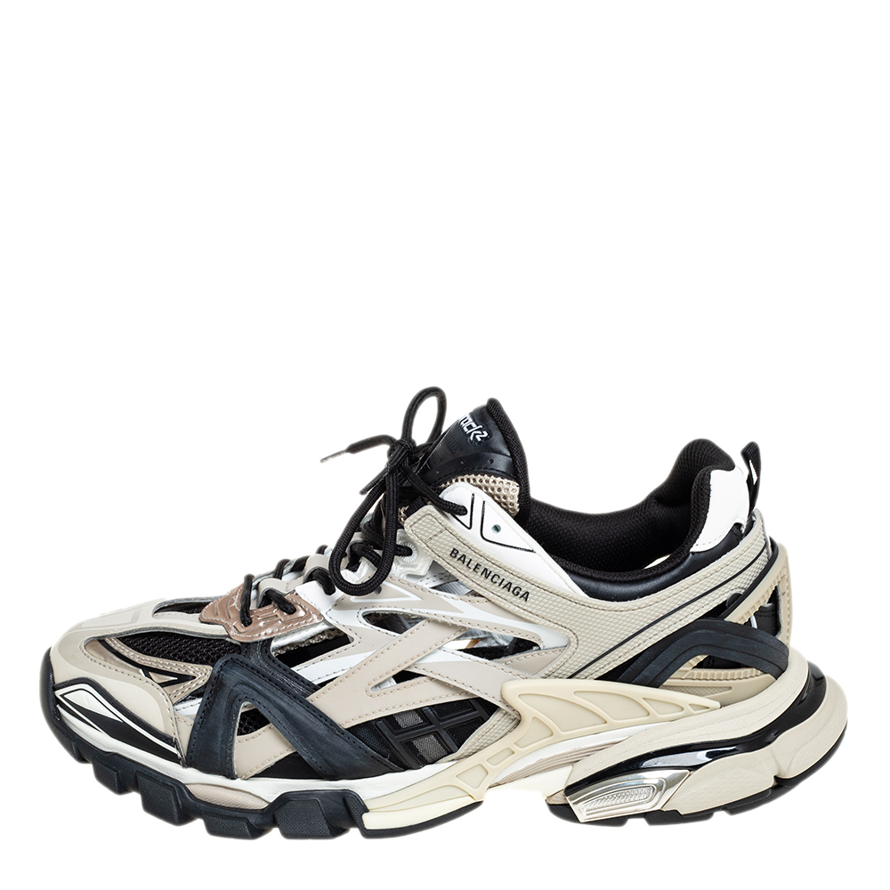 

Balenciaga Beige/Black Mesh And Leather Track Sneakers Size