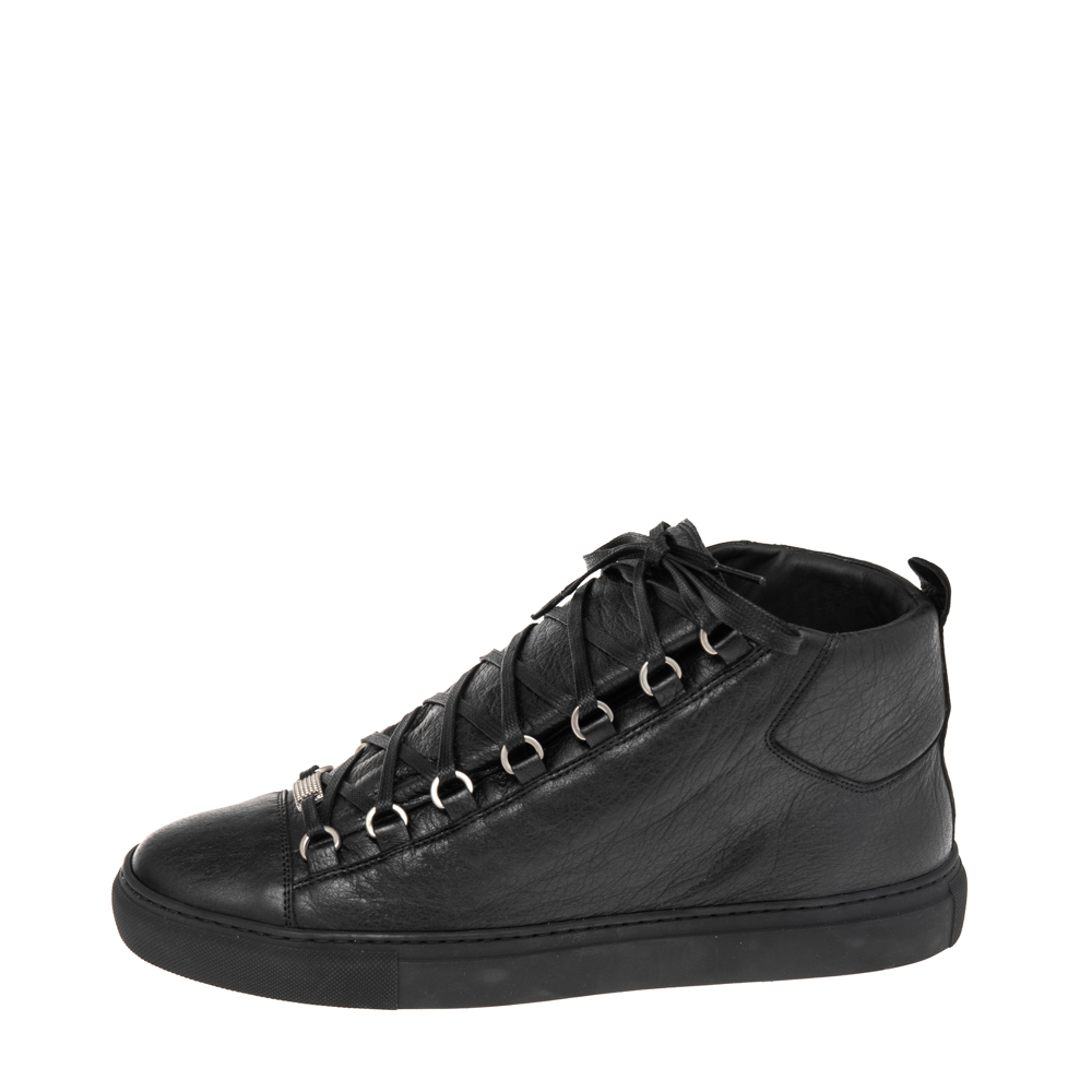 

Balenciaga Black Leather Arena High Top Sneakers Size