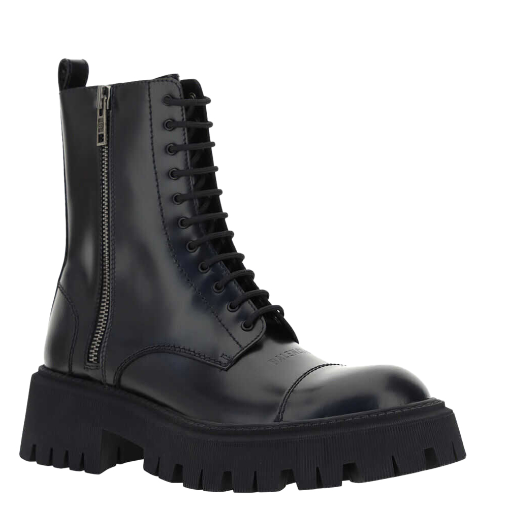 

Balenciaga Black Leather Tractor Lace-up Boots Size IT