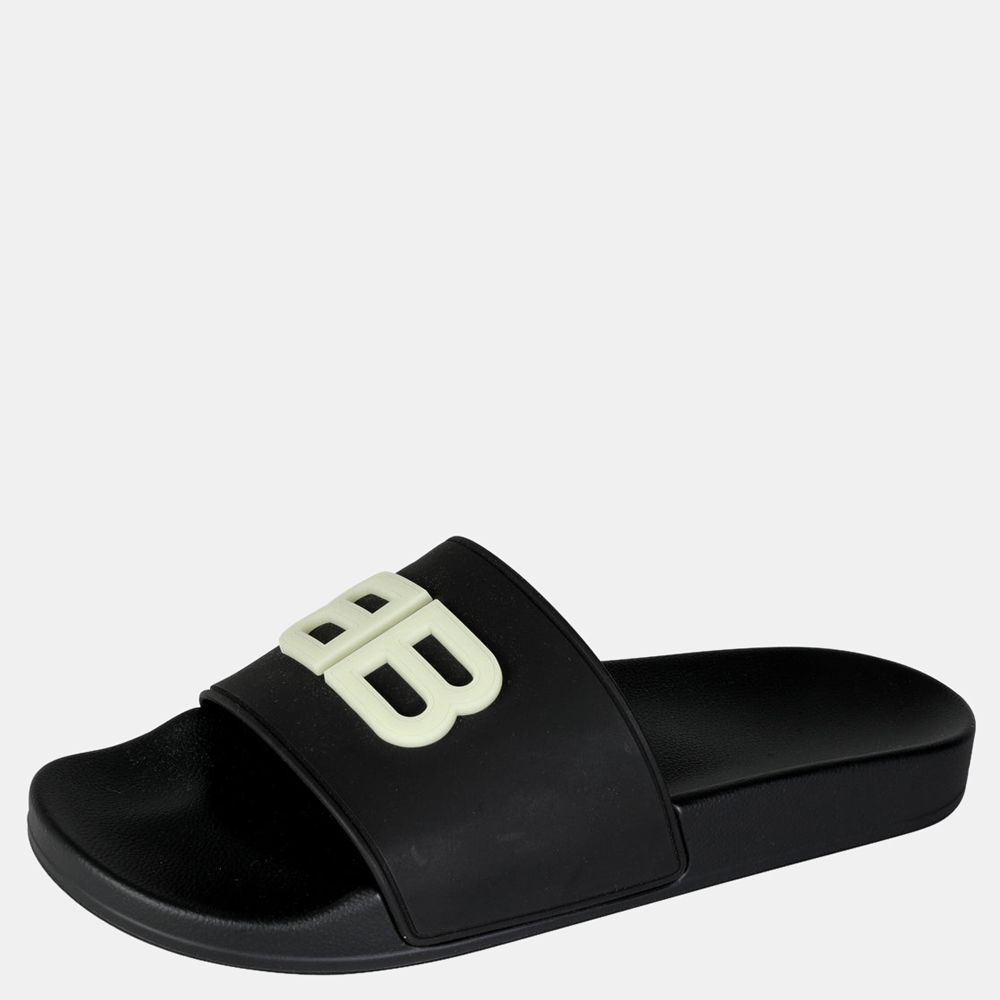 

Balenciaga Black/White Glow in the Dark Pool Slide Sandal Size US 8 EU