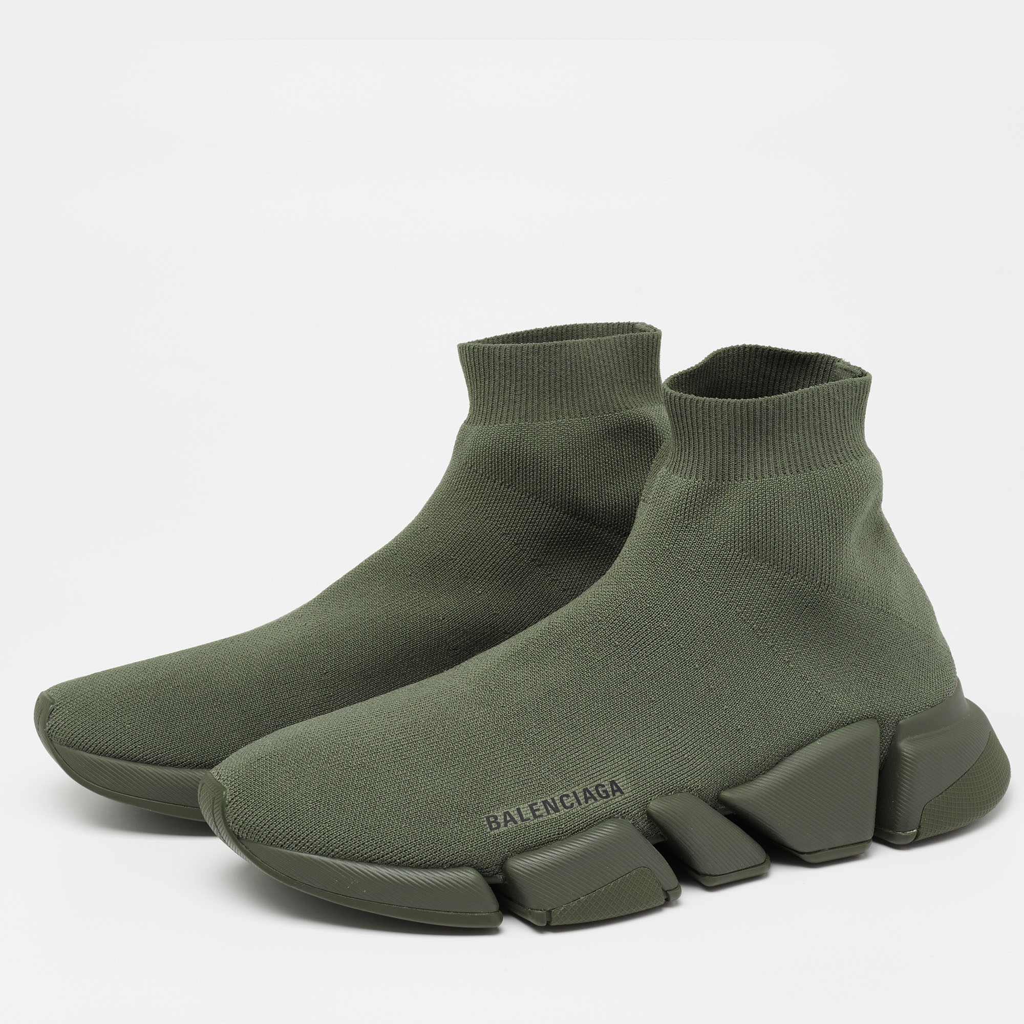 

Balenciaga Green Knit Fabric Speed Trainers High Top Sneakers Size