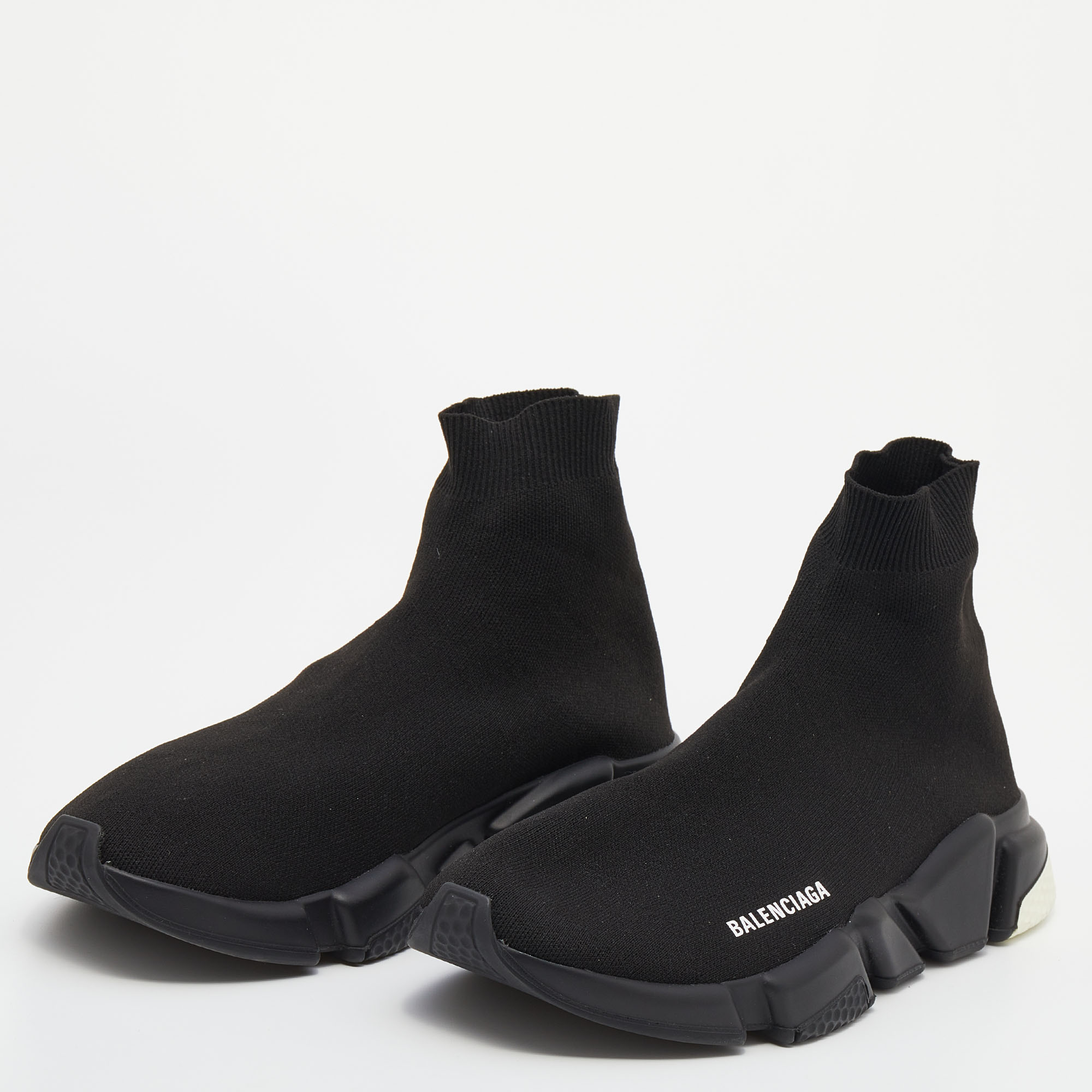 

Balenciaga Black Knit Fabric Speed Trainers High Top Sneakers Size