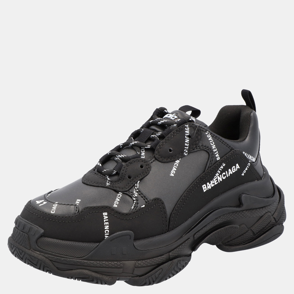 

Balenciaga Black Triple S All Over Logo Sneakers Size EU