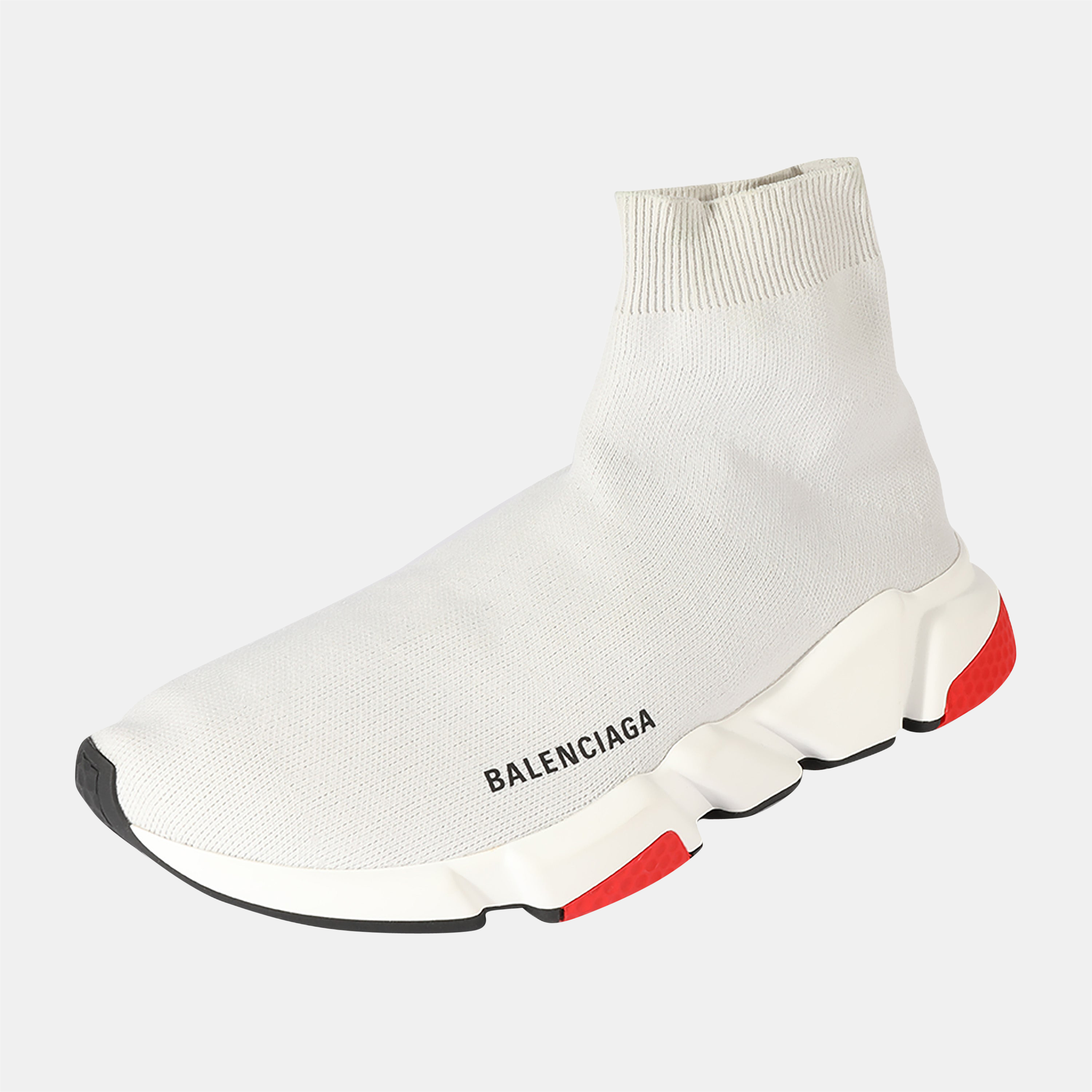 

Balenciaga Grey/Red Knit Speed Trainers EU