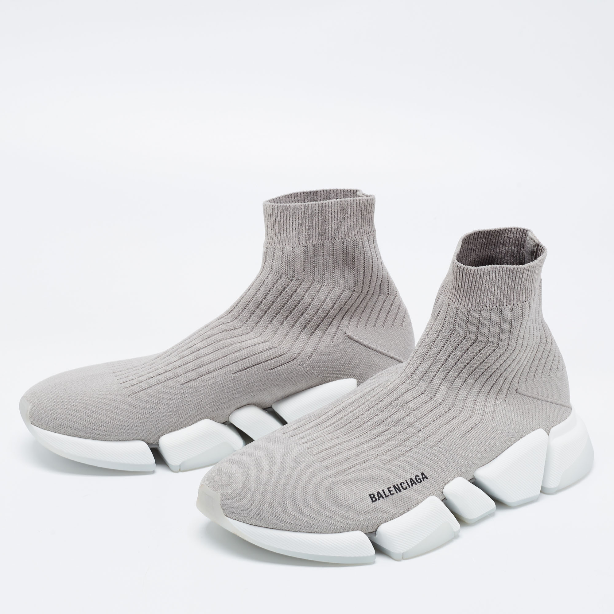 

Balenciaga Grey Knit Fabric Speed Trainer Slip On Sneakers Size