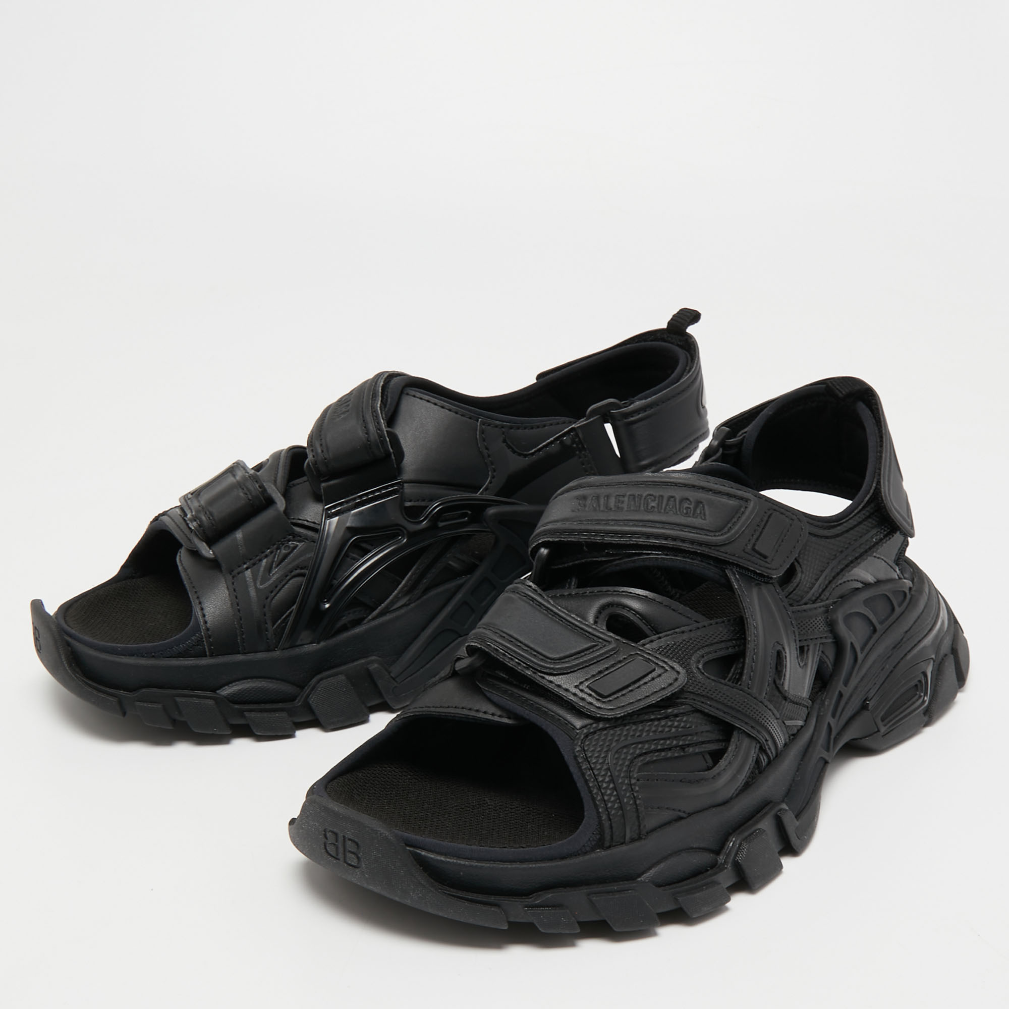 

Balenciaga Black Leather Track Sandals Size