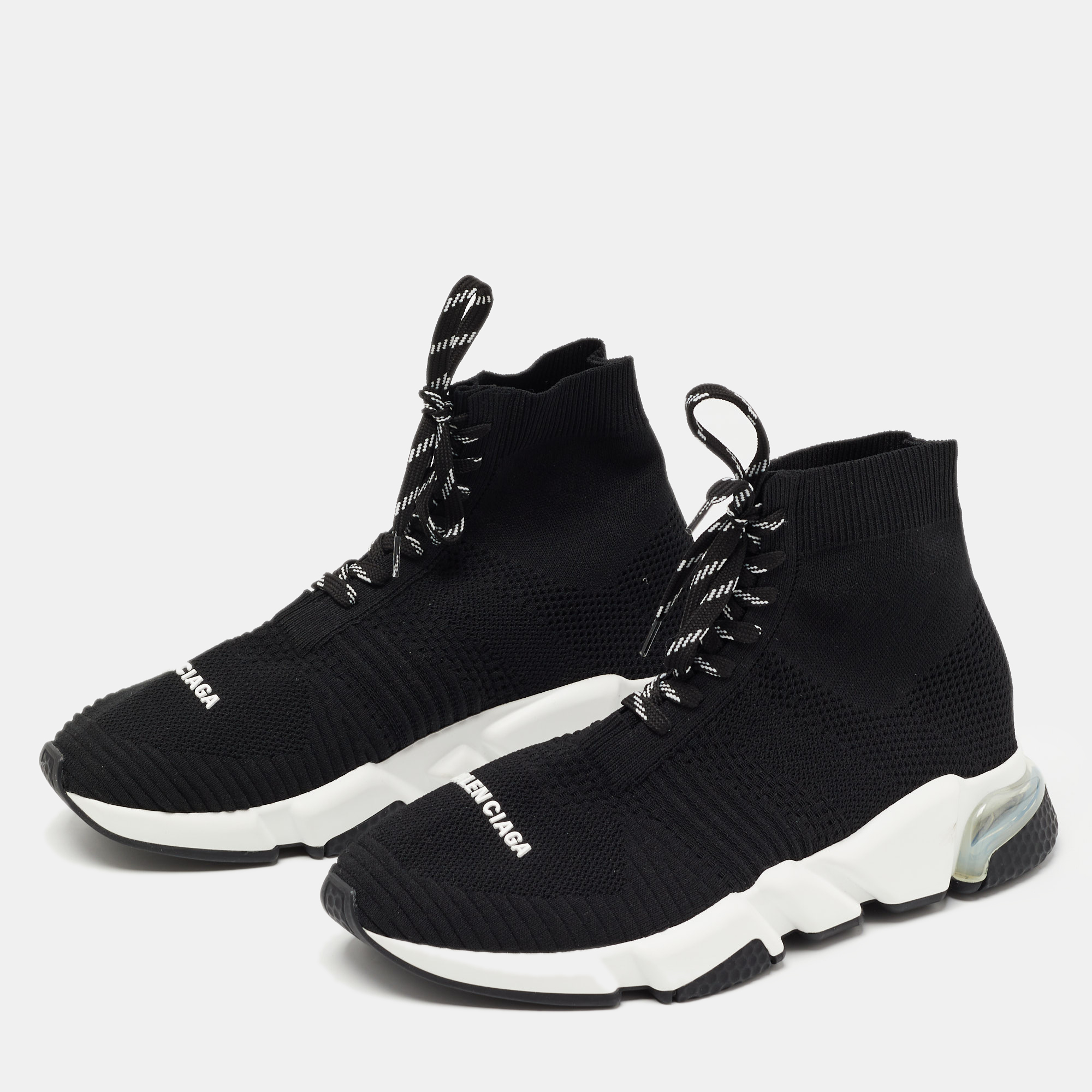 

Balenciaga Black Knit Fabric Speed 2.0 High Top Sneakers Size
