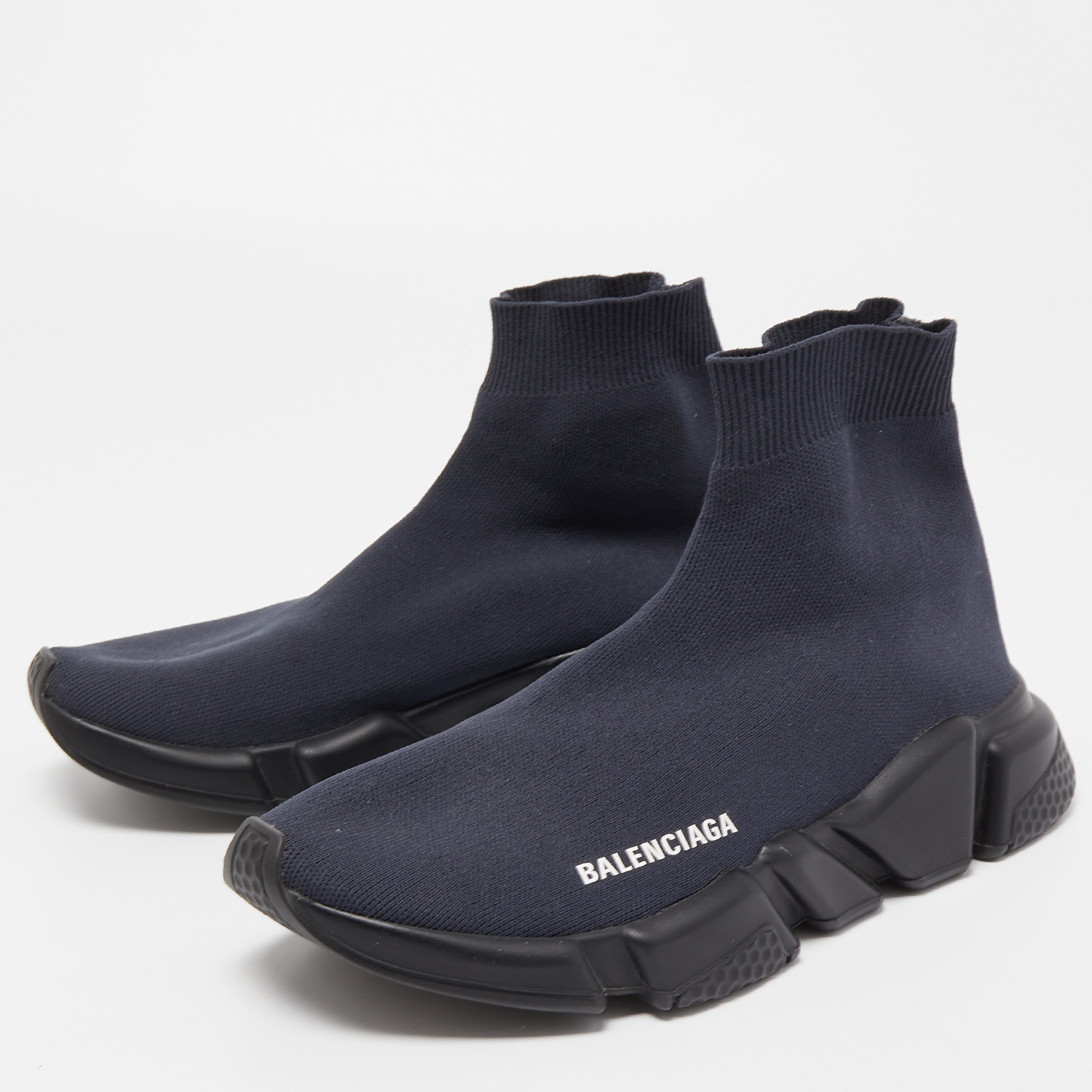 

Balenciaga Navy Blue Knit Fabric Speed Trainer Sneakers Size