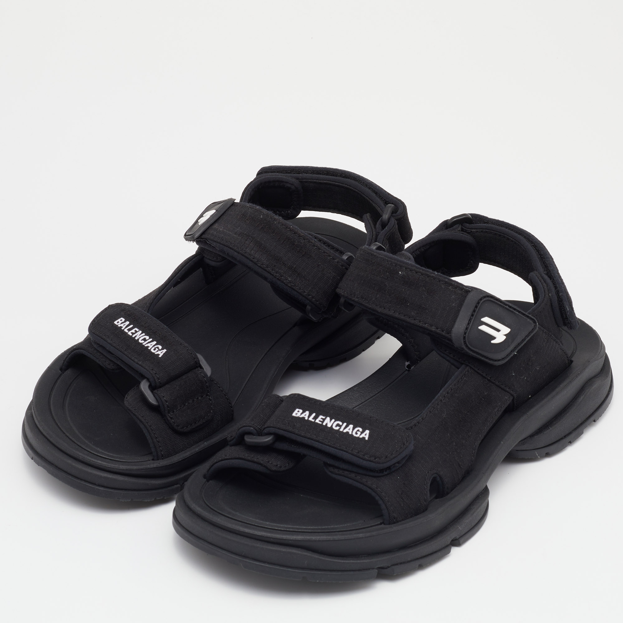 

Balenciaga Black Fabric Ankle Strap Sandals Size