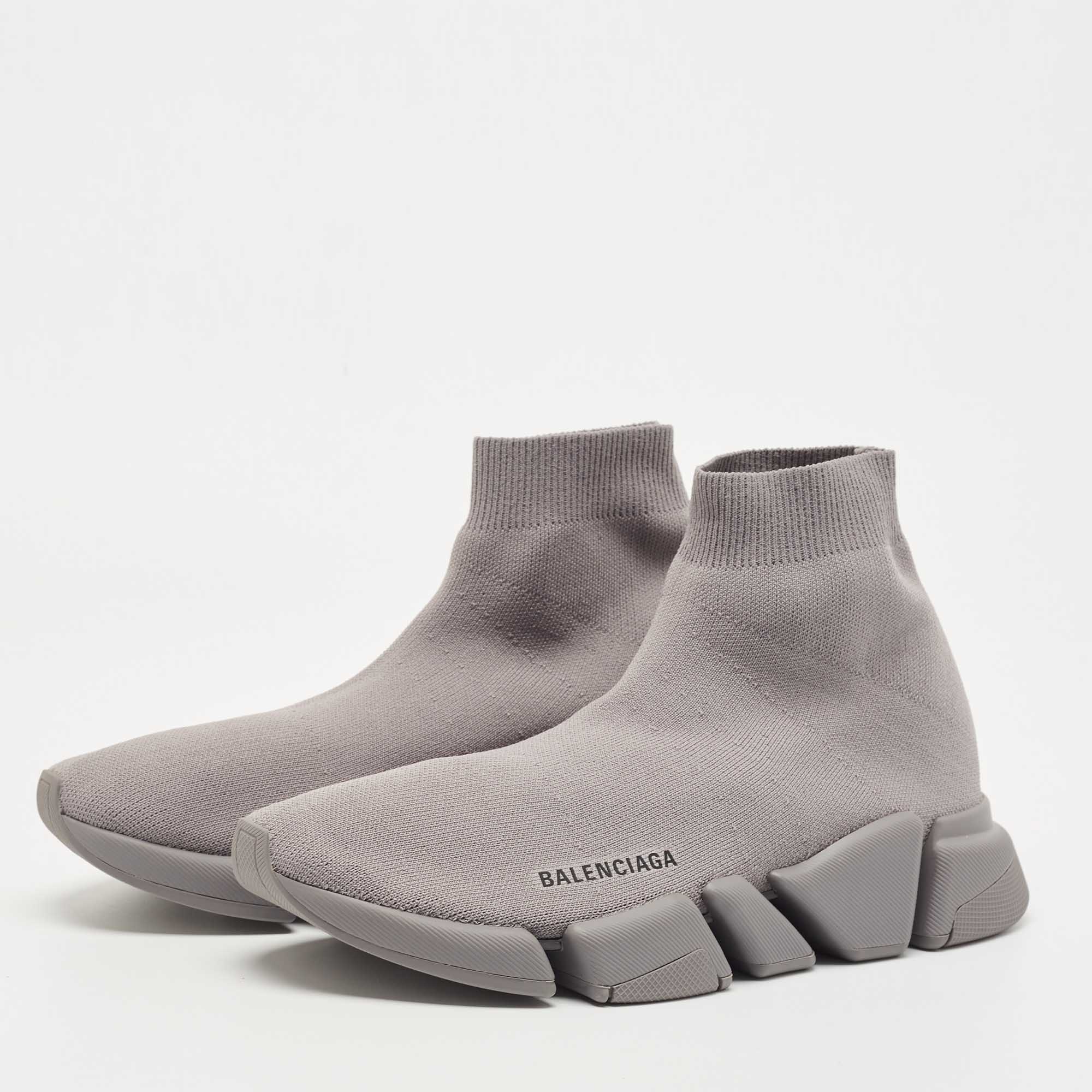 

Balenciaga Grey Knit Fabric Speed Trainer High Top Sneakers Size