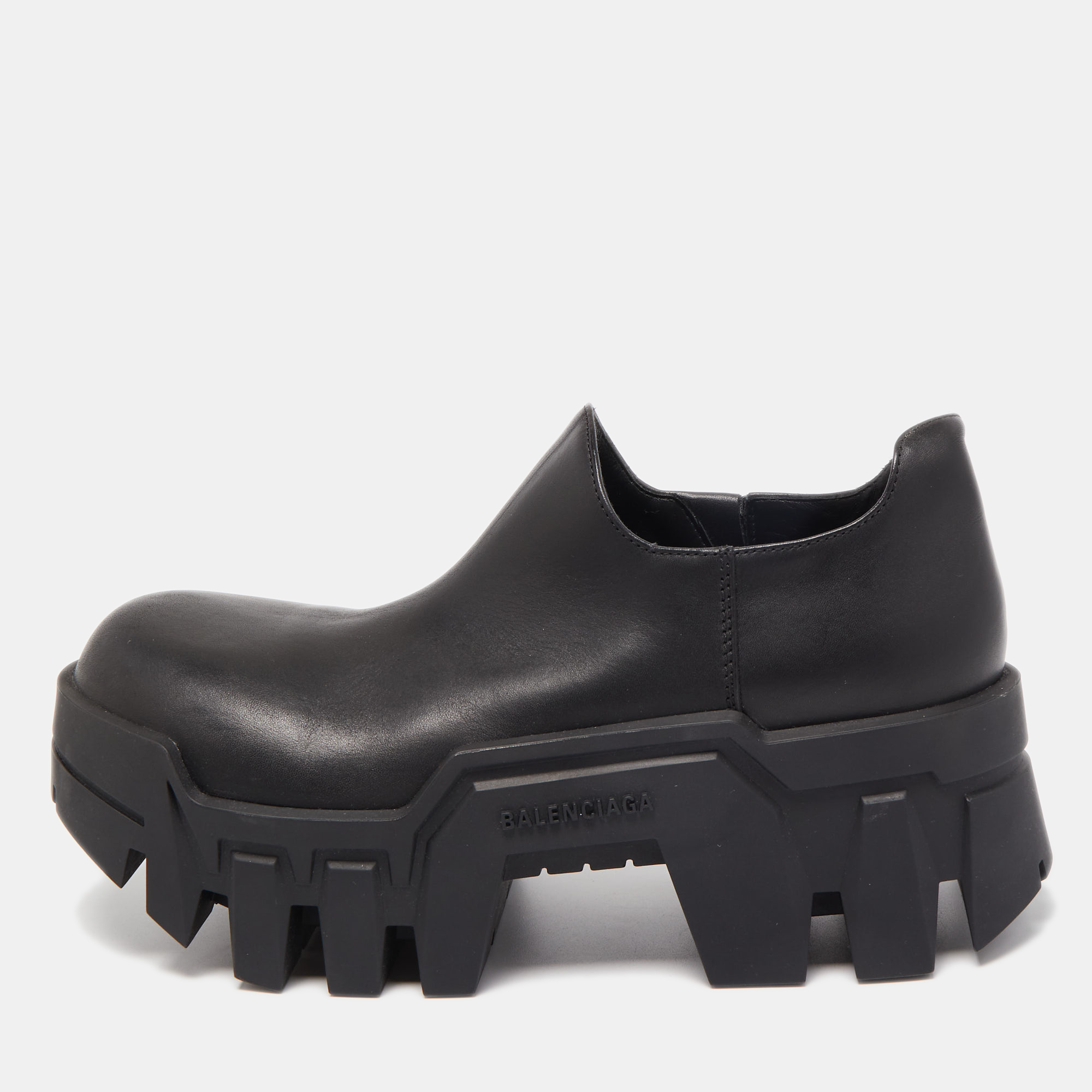 Pre-owned Balenciaga Black Leather Bulldozer Mini Boots Size 40