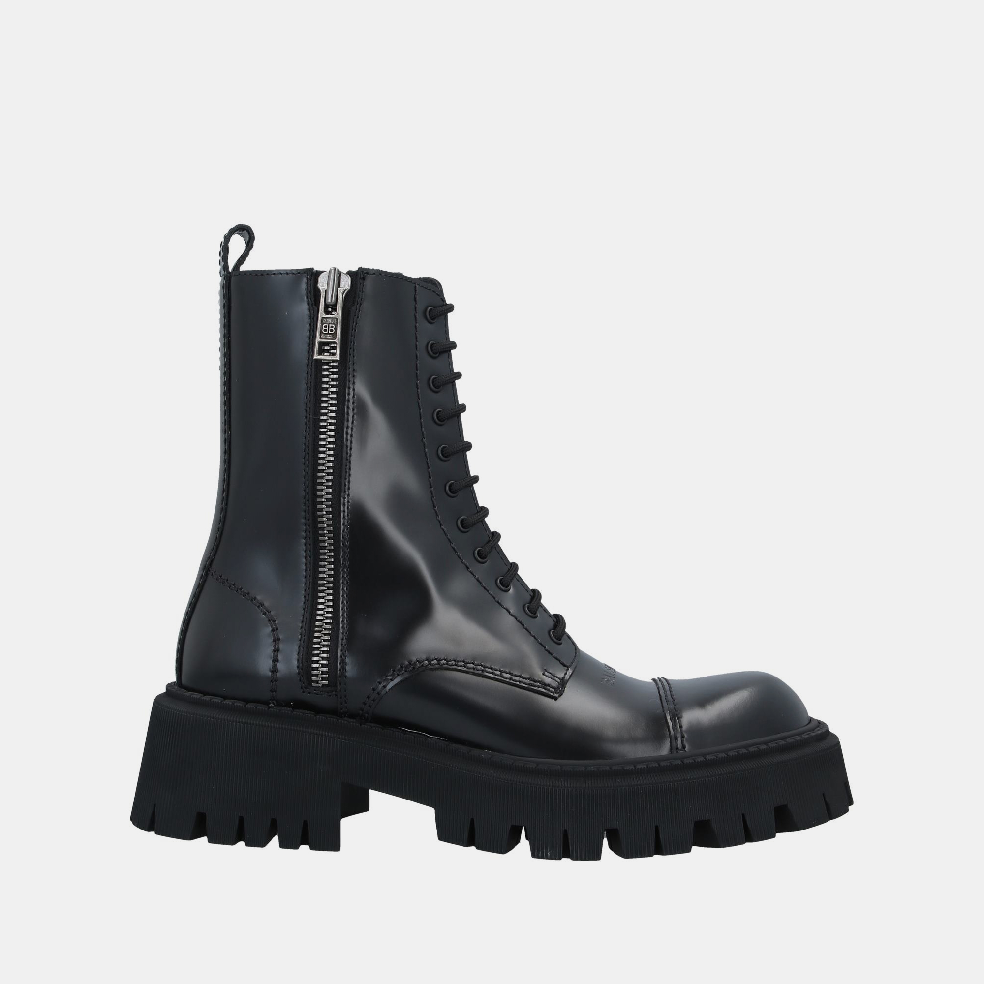 

Balenciaga Leather Combat Boots, Black