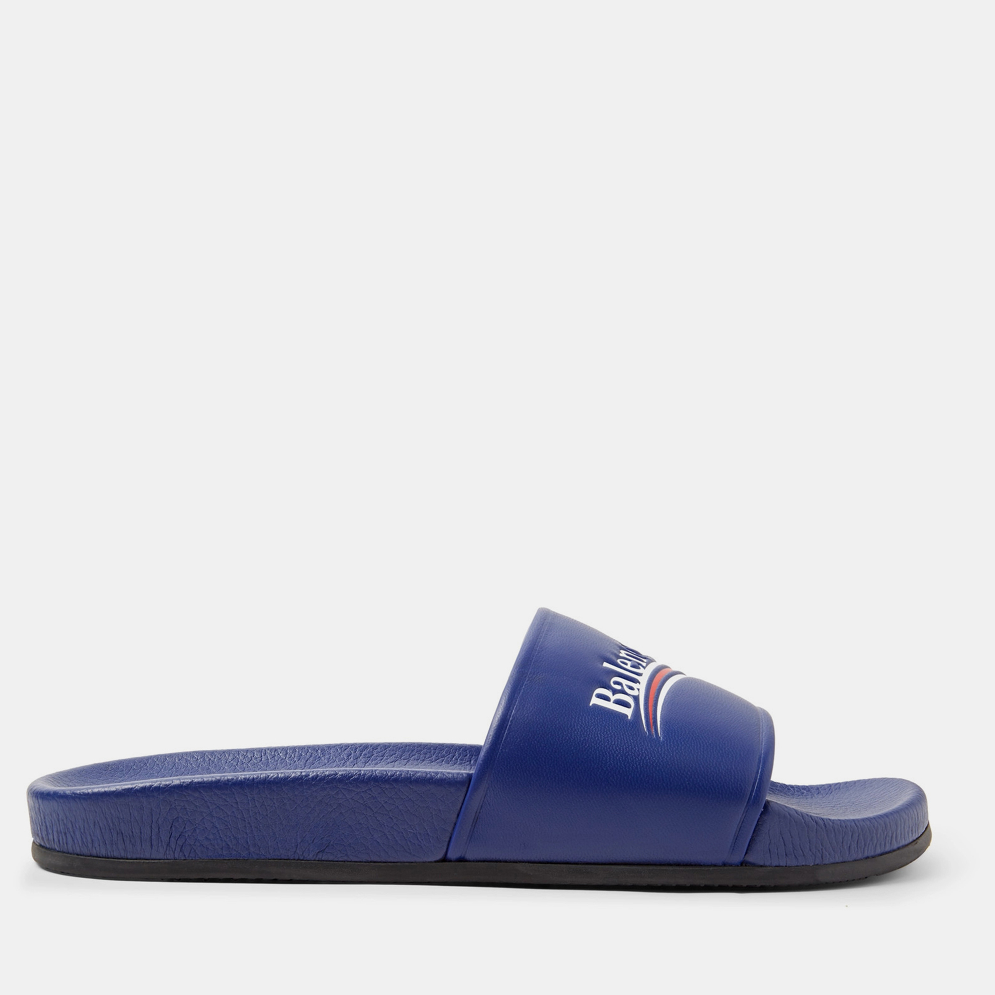 Pre-owned Balenciaga Blue Leather Flat Slides Size 39