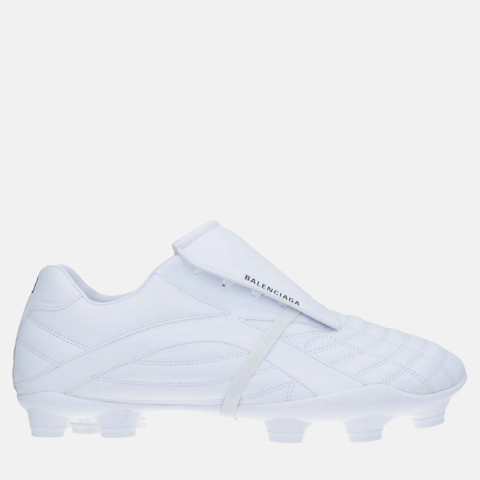 Pre-owned Balenciaga Faux Leather Soccer Trainers 40 In White