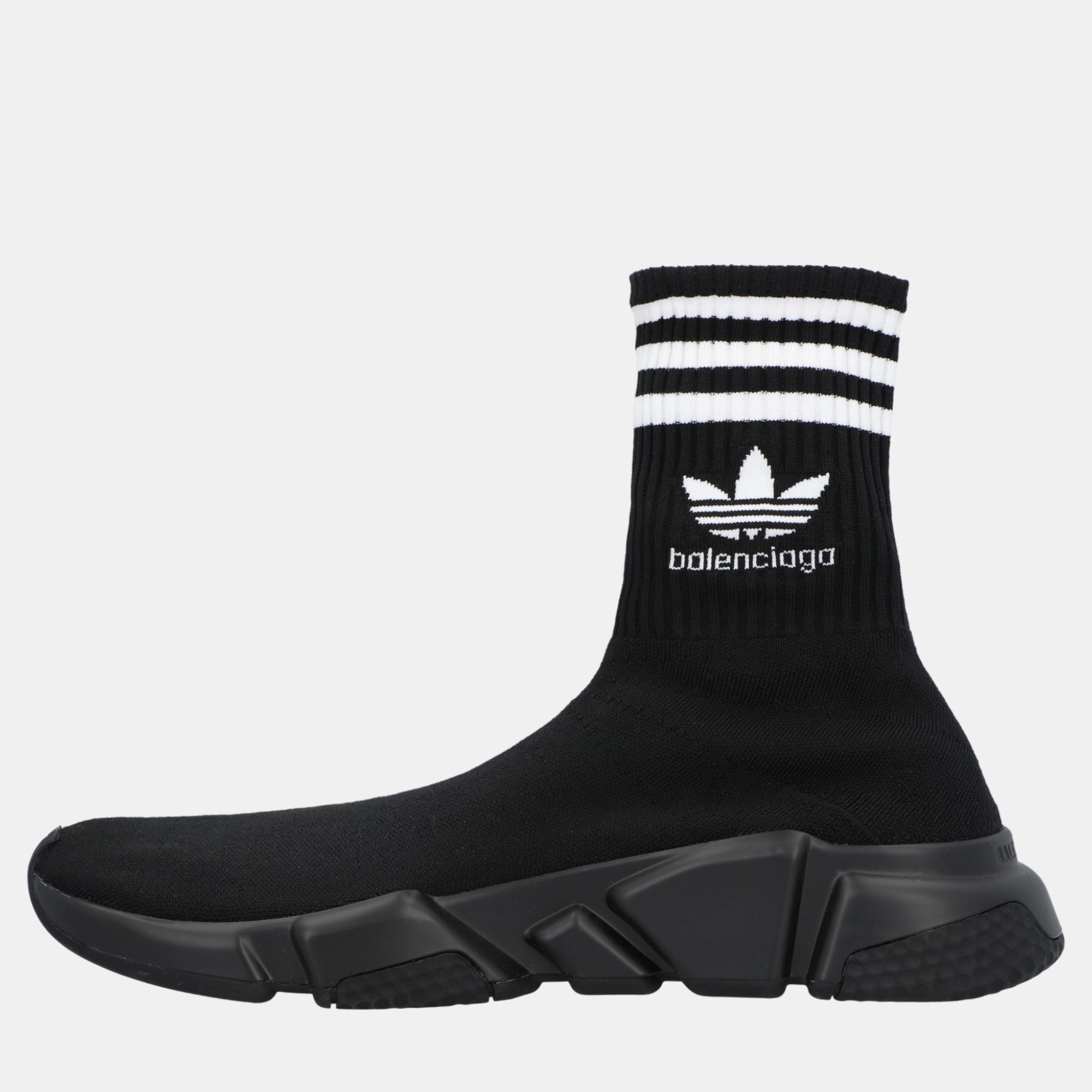 

Balenciaga x Adidas Black Knit Fabric Speed Trainer Sock High Top Sneakers