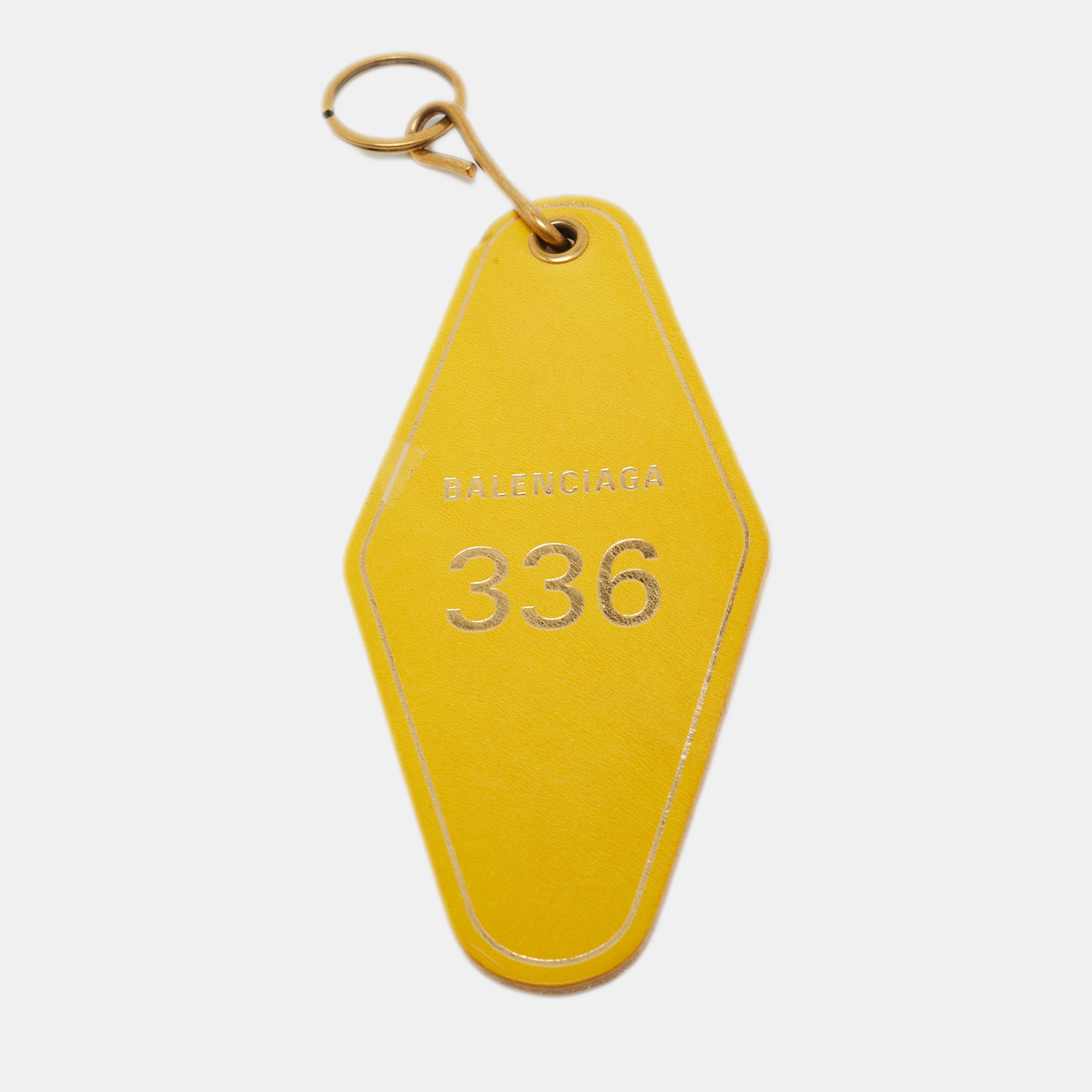 Pre-owned Balenciaga Yellow Leather Hotel Diamond Key Ring