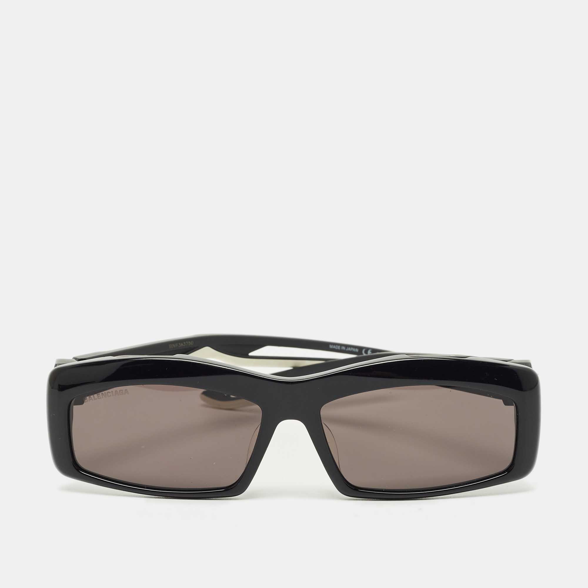 

Balenciaga Black/White BB0026SA Rectangle Sunglasses