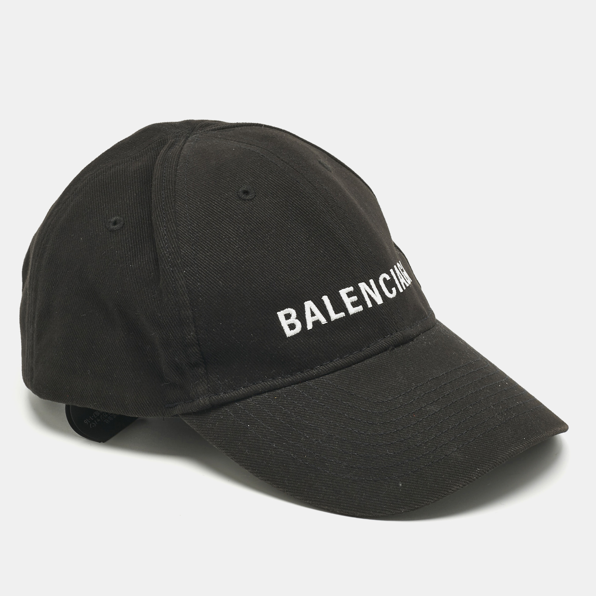 

Balenciaga Black Logo Embroidered Cotton Baseball Cap
