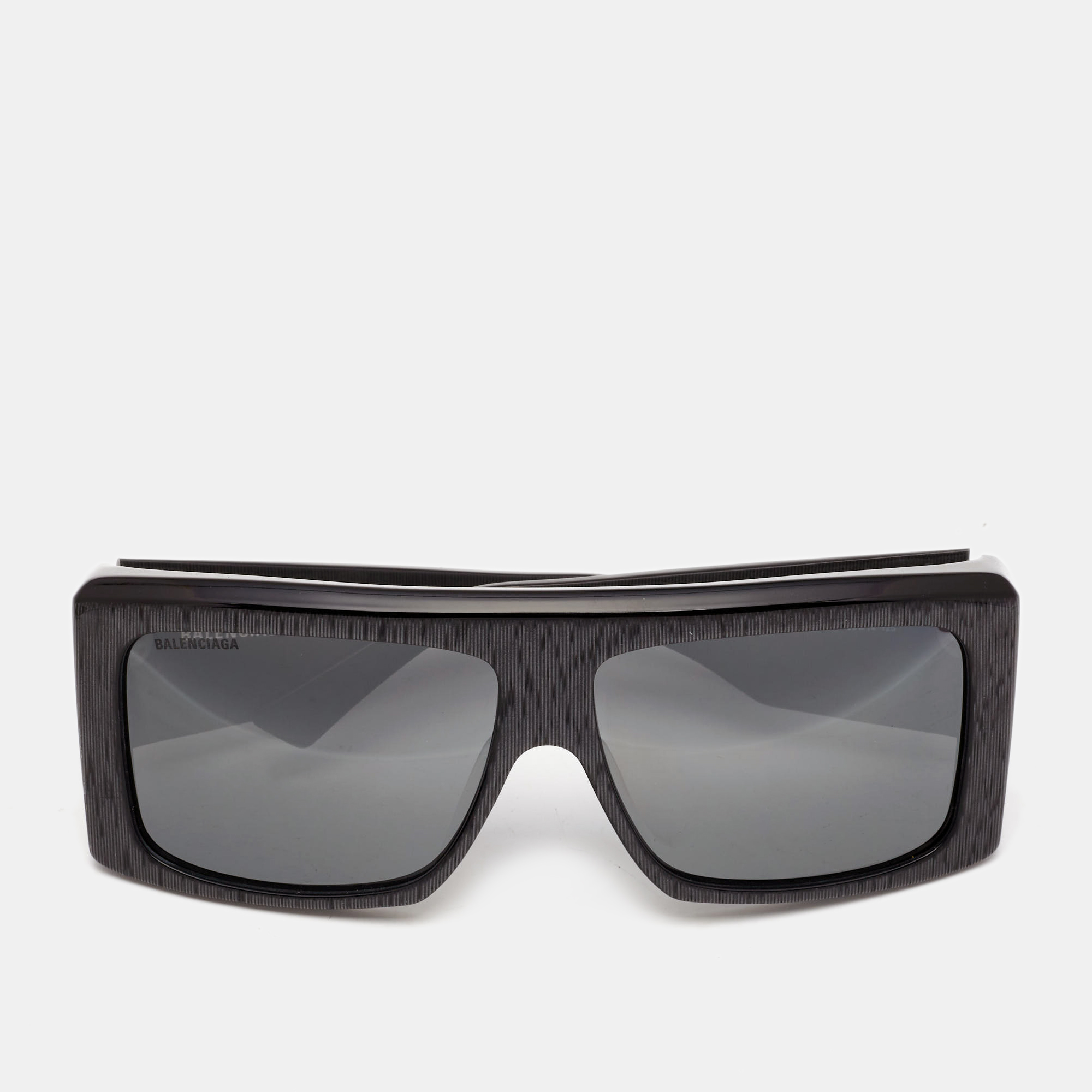 Pre-owned Balenciaga Black Bb0002s Shield Sunglasses