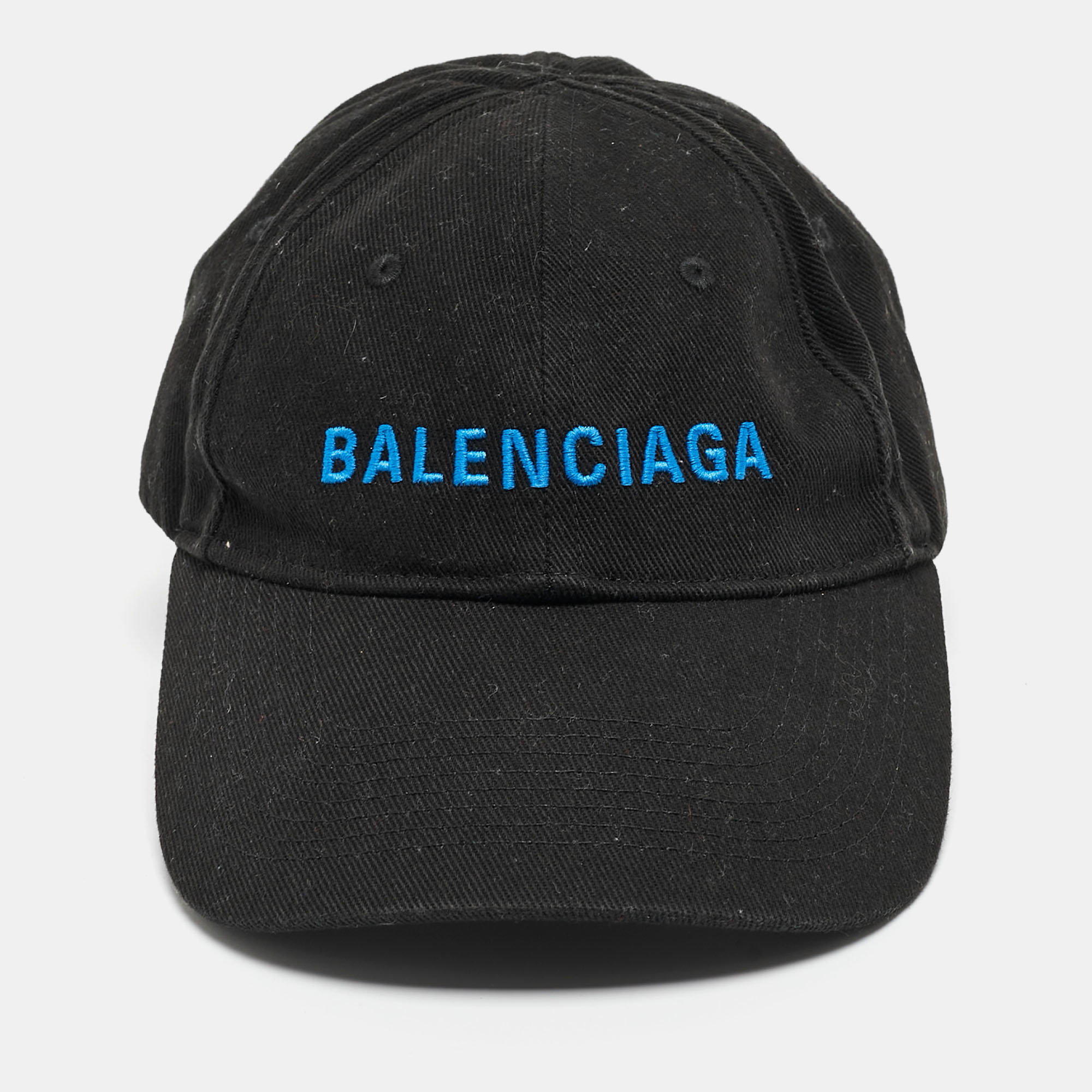 

Balenciaga Black Contrast Logo Embroidered Cotton Baseball Cap