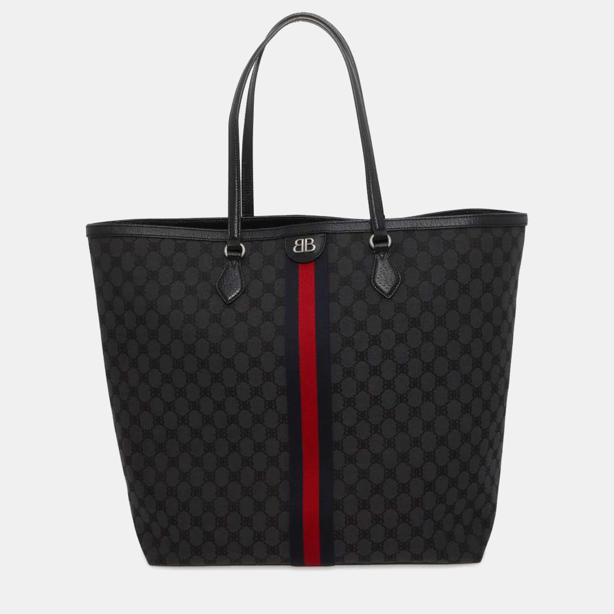 

Balenciaga x Gucci Black Canvas Leather The Hacker Large Tote Bag