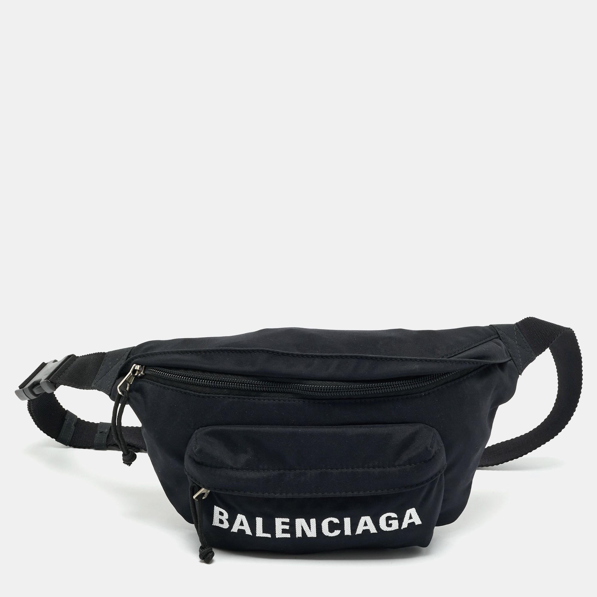 

Balenciaga Black Nylon Logo Belt Bag