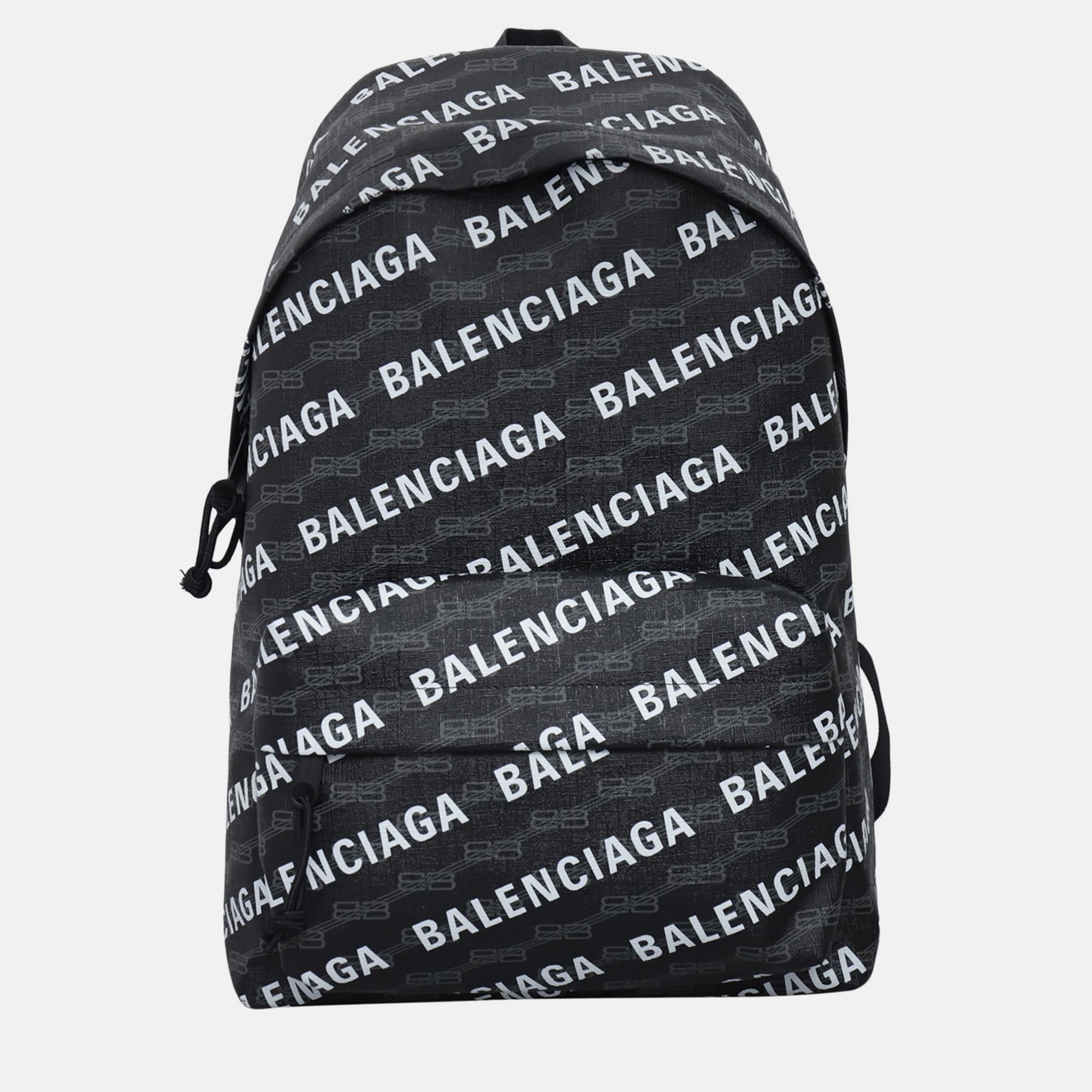 

Balenciaga Black Canvas Signature Logo-Printed Backpack