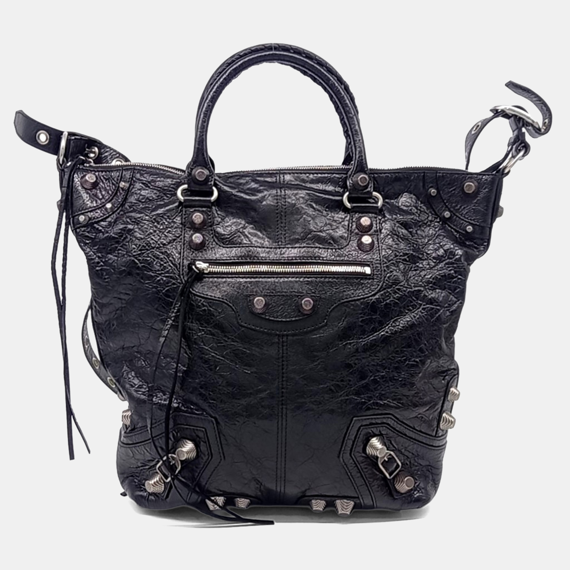 

Balenciaga Black Leather Le Cargol Man Tote Bag