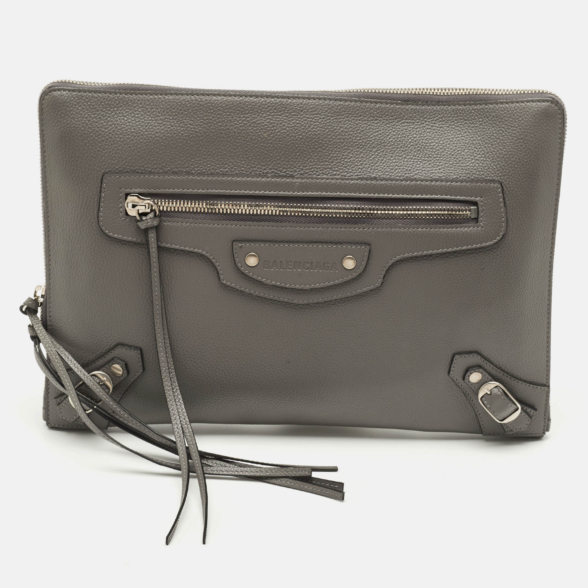 

Balenciaga Neo Classic Grey Leather Clutch