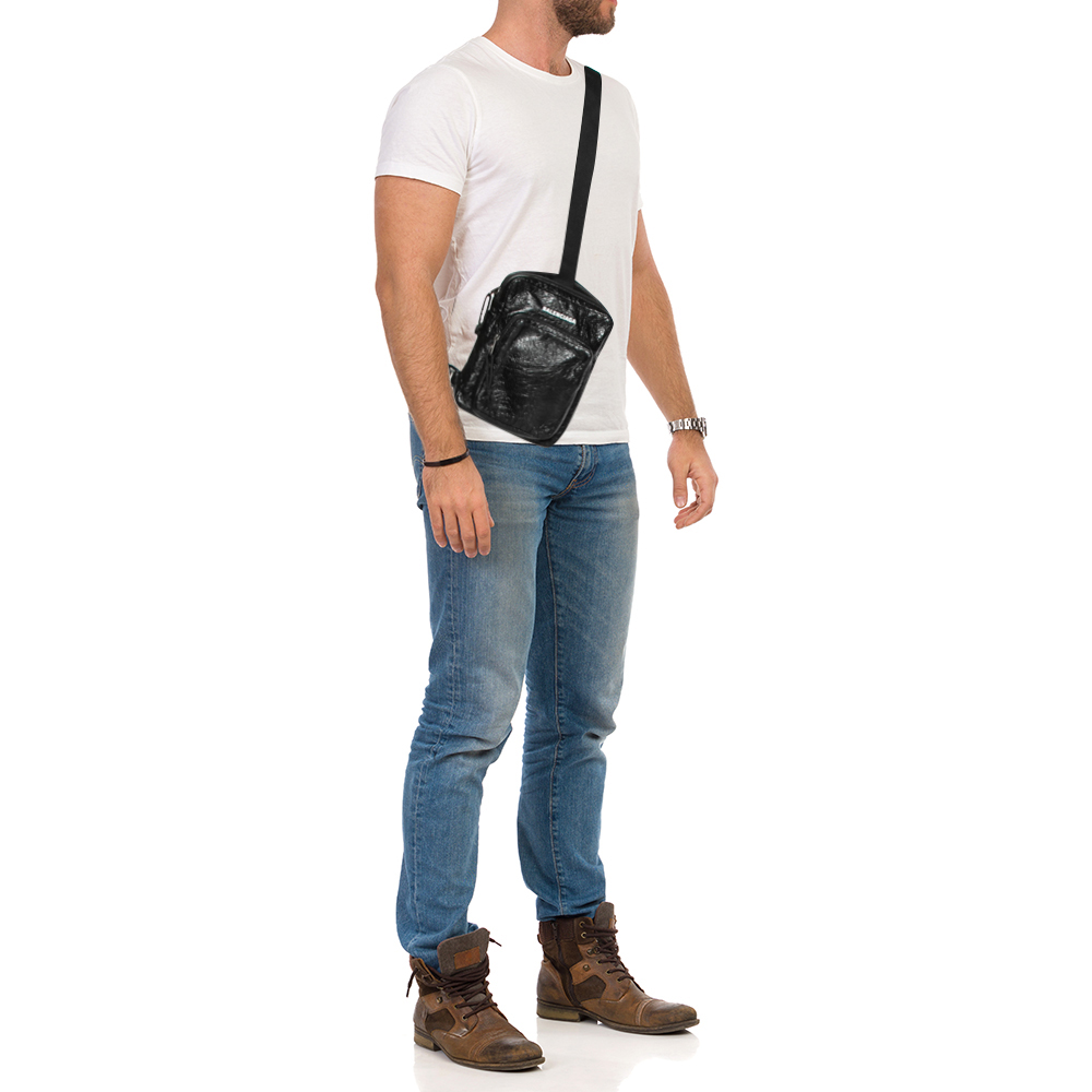 

Balenciaga Black Leather Explorer Crossbody Bag
