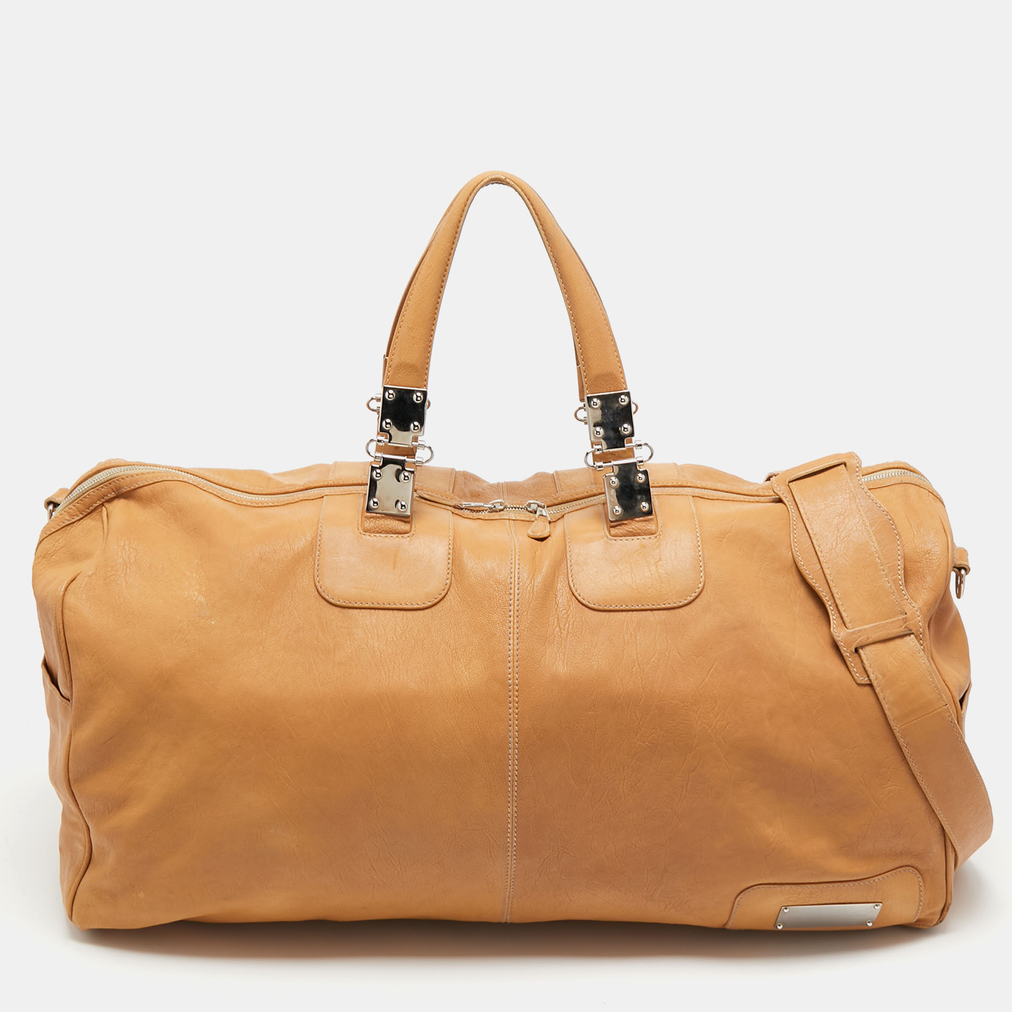 Pre Owned Balenciaga Sand Beige Leather Linea Metallica Bag