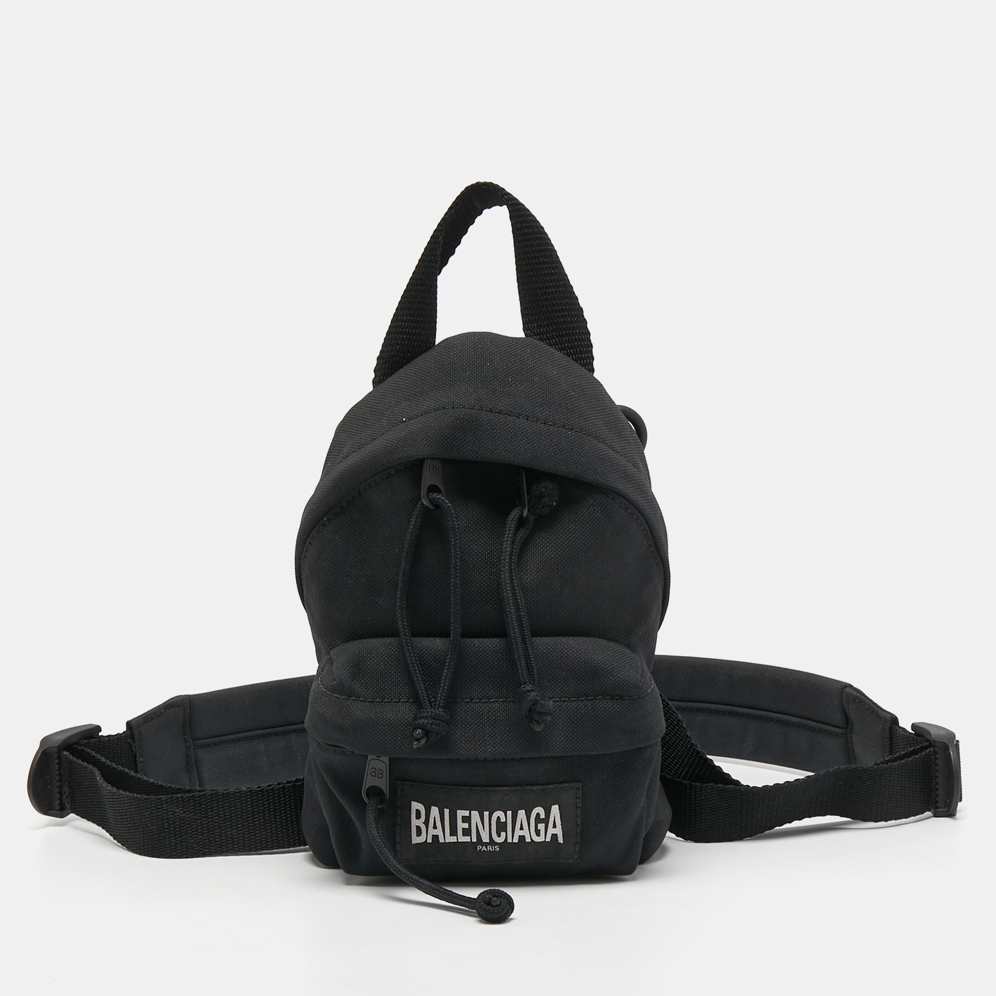 Pre-owned Balenciaga Black Nylon Logo Crossbody Bag