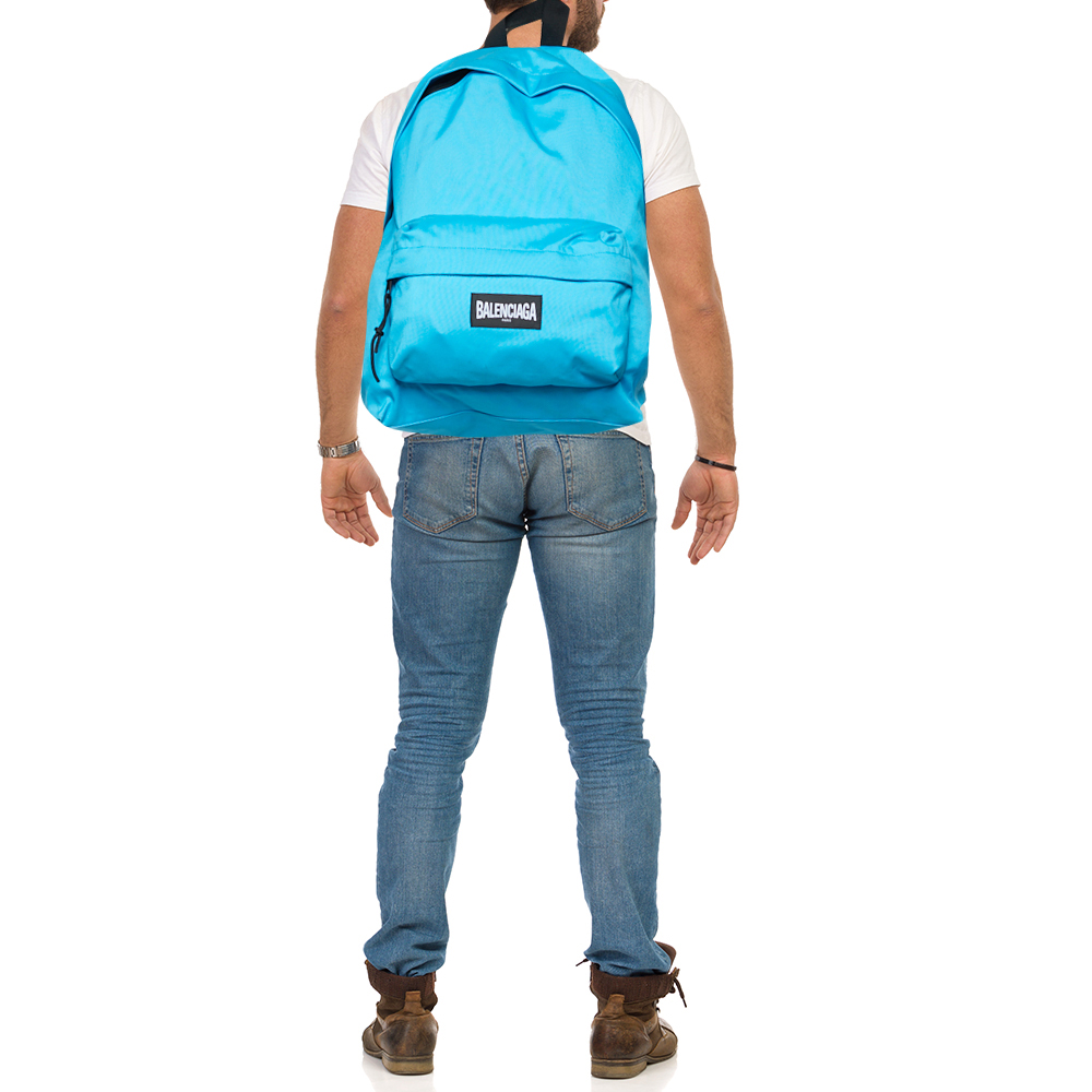 

Balenciaga Blue Nylon Explorer Logo Backpack