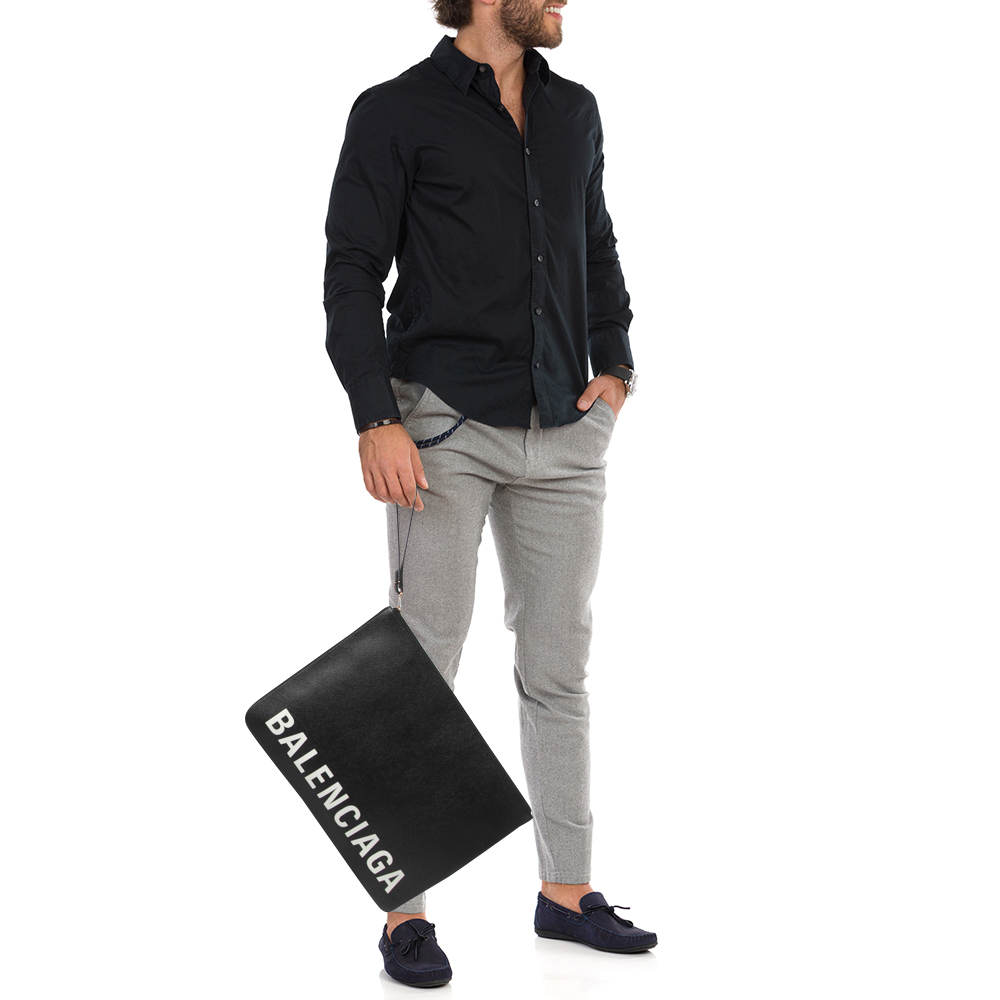 

Balenciaga Black Leather Zip Pouch