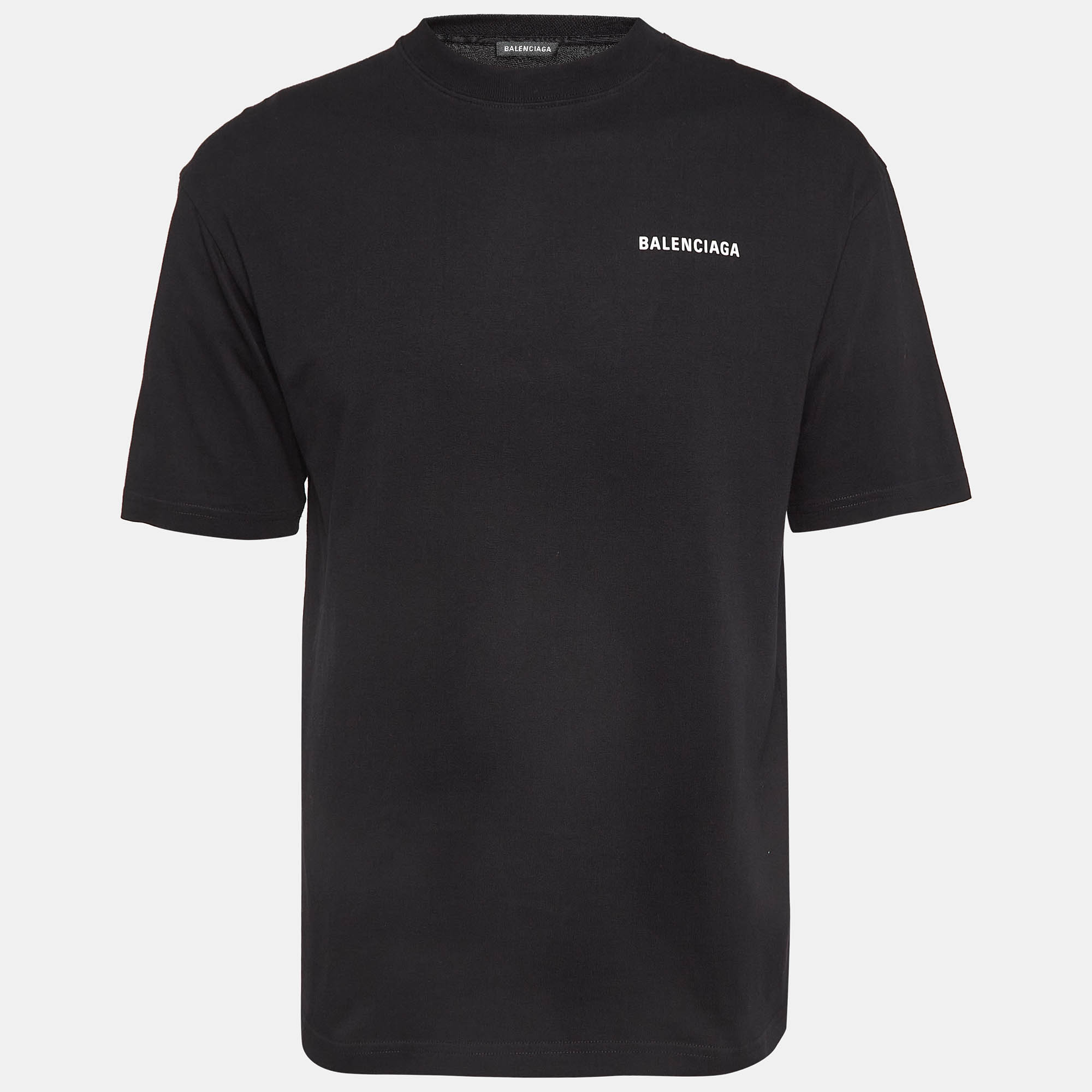 

Balenciaga Black Logo Print Cotton T-Shirt XXS