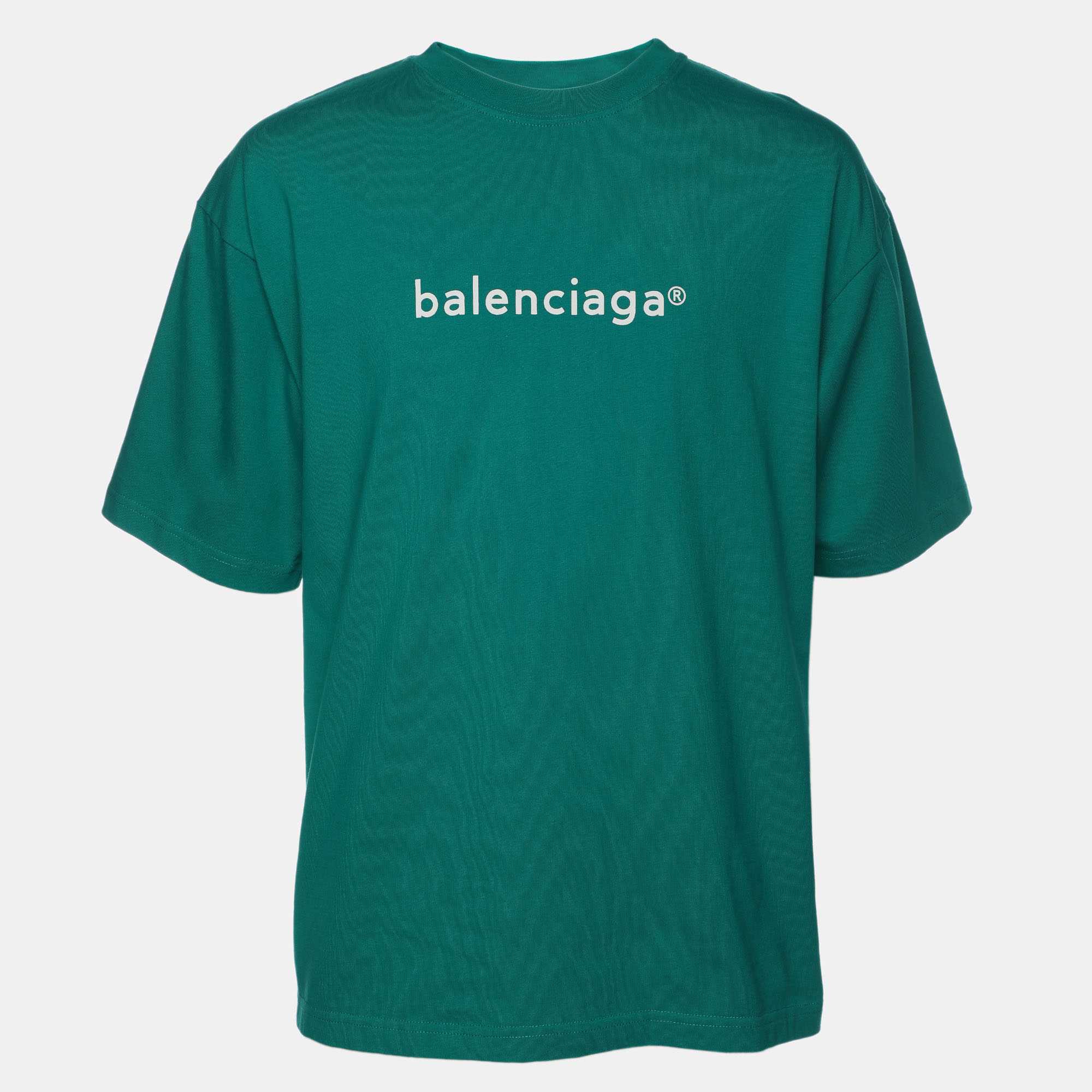 

Balenciaga Green Cotton Logo Print T-Shirt XS