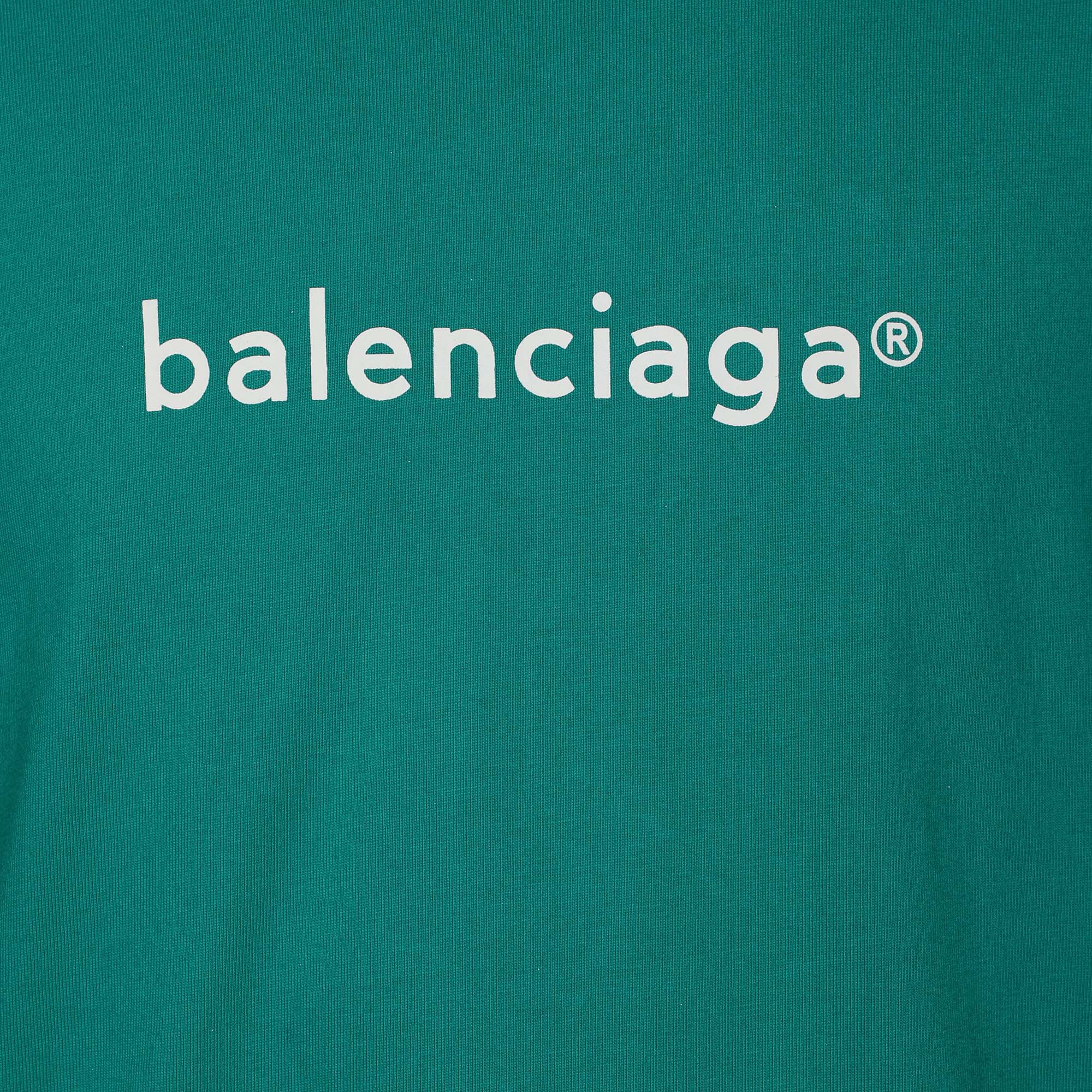 Balenciaga Green Cotton Logo Print T-Shirt XS 